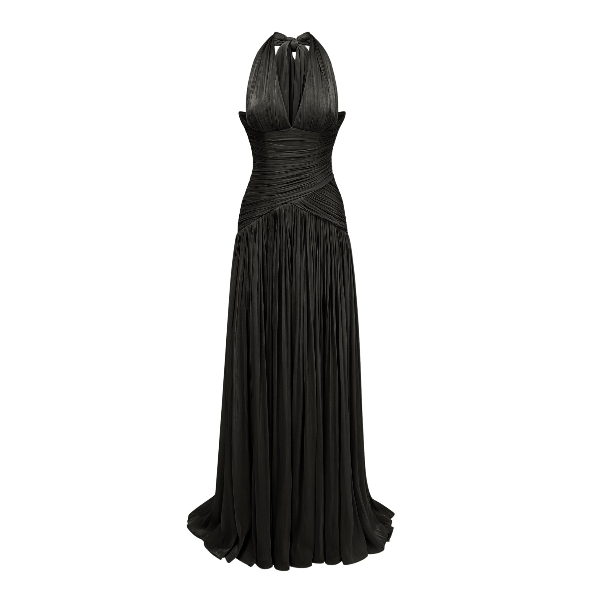 Uranie Black Gathered Maxi Dress (Final Sale-US Only)