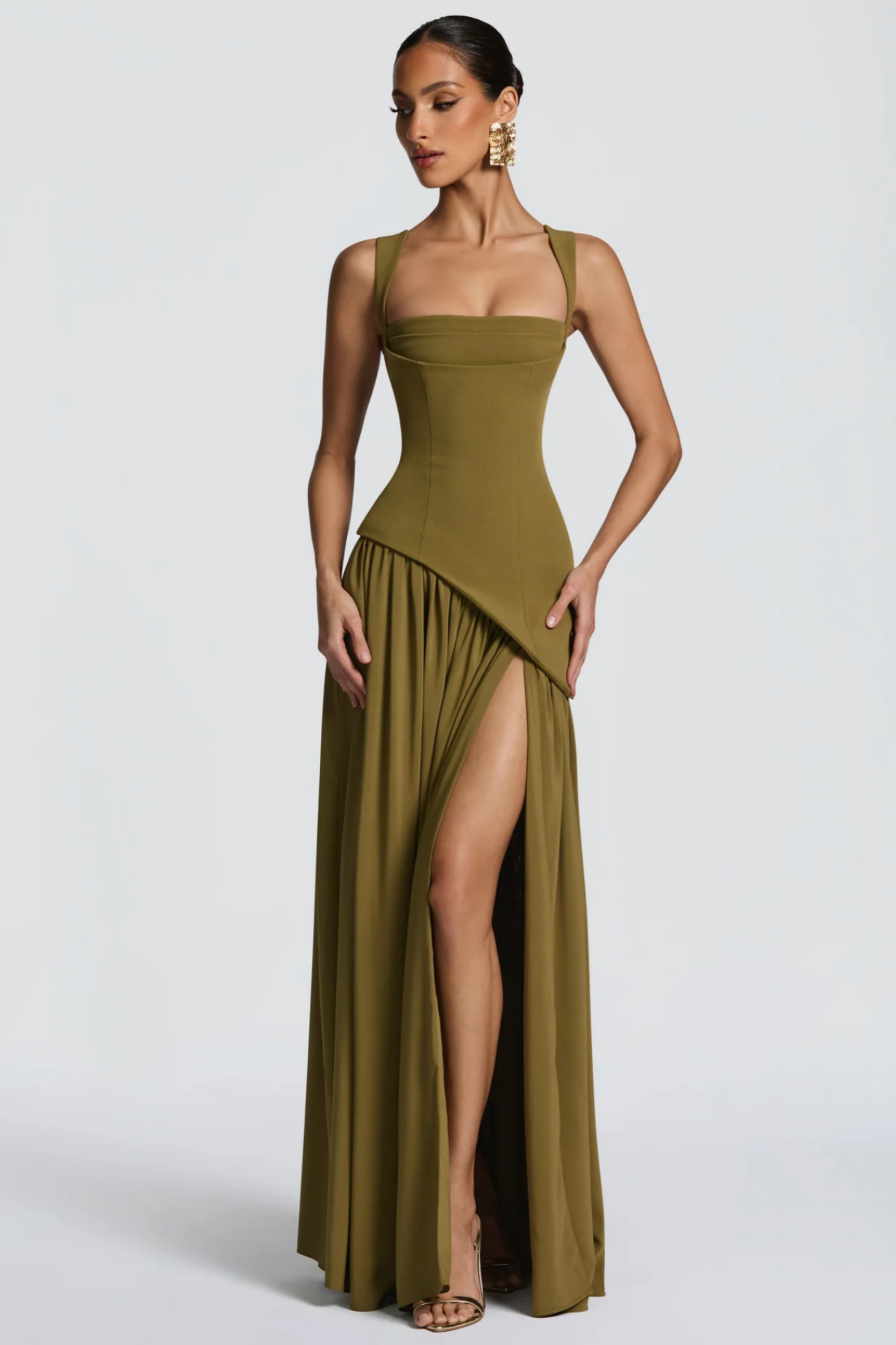 Sidonie Atrovirens Asymmetrical Maxi Gown
