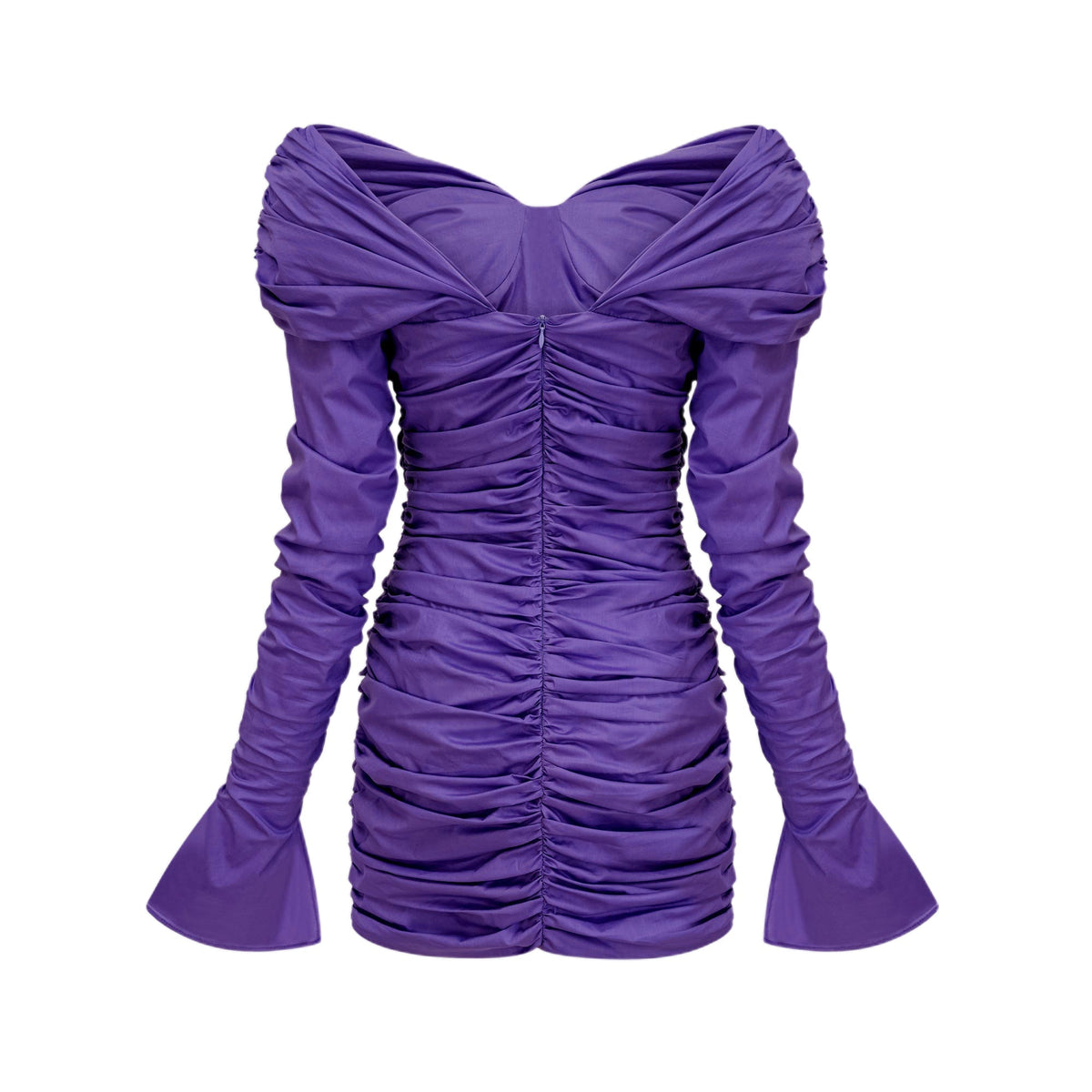 Apolline purple off-shoulder ruched mini dress (Final Sale-US Only)