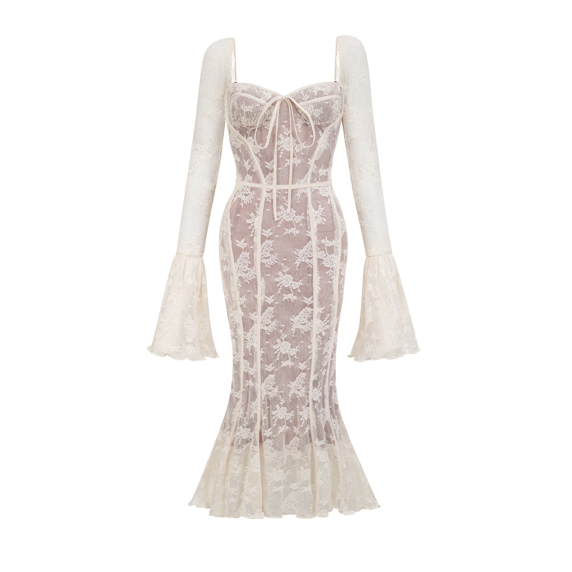 Marlene White Flared Lace Maxi Dress (Final Sale-US Only)