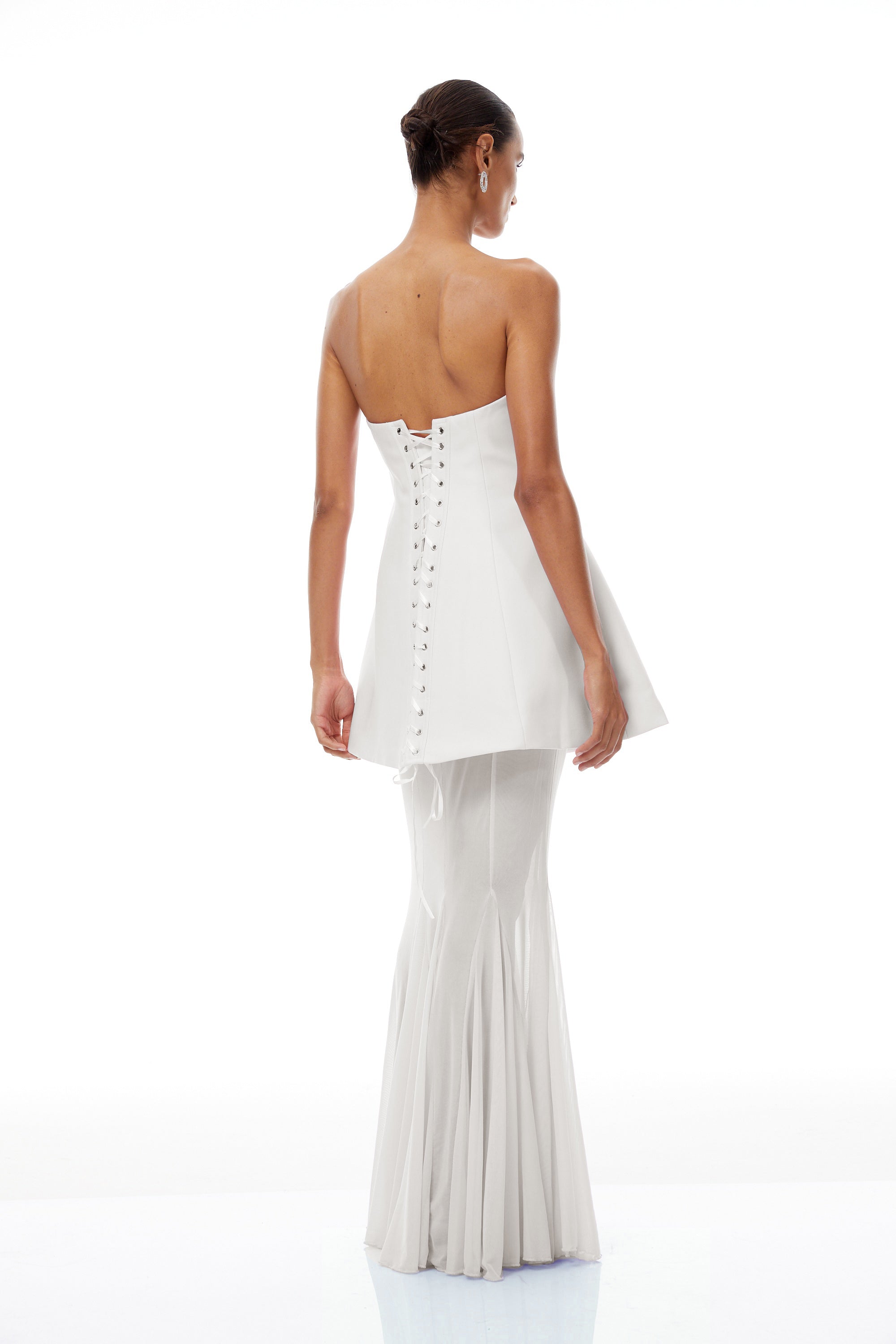Mélanie White Corset Dress & Mesh Skirt Set