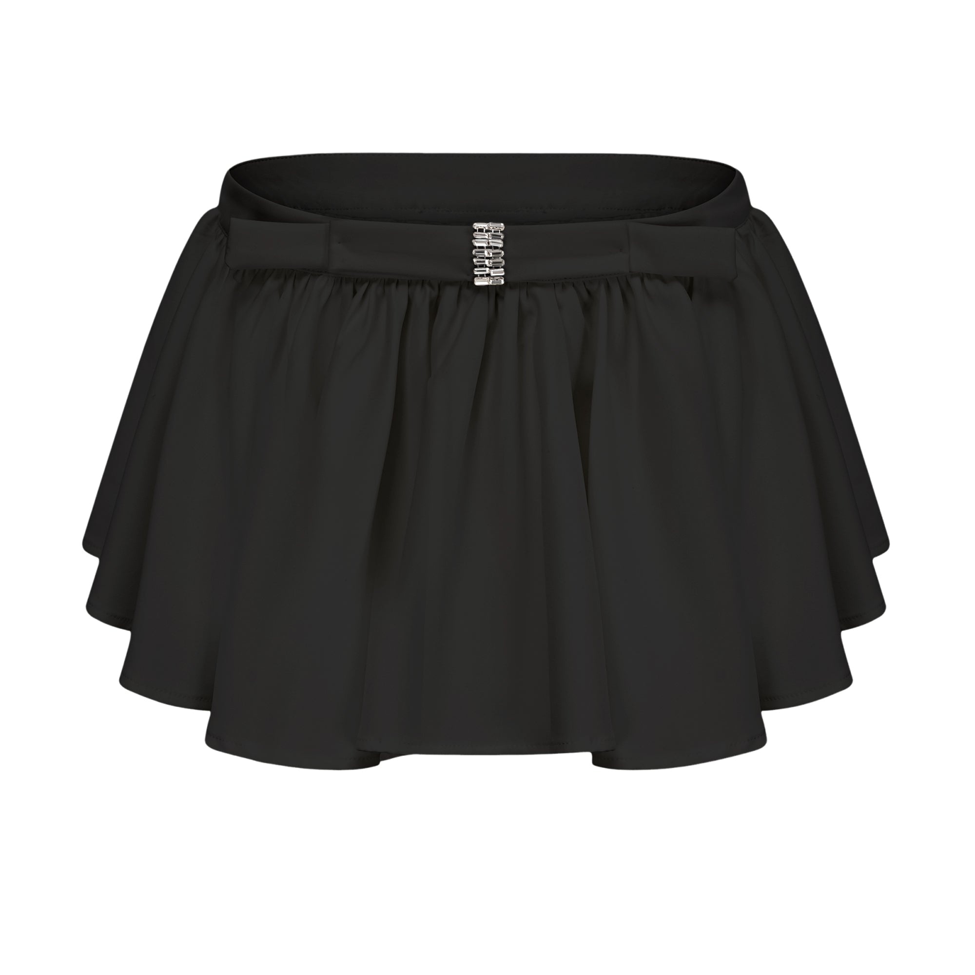 Andrea asymmetrical tulle blouse & skirt matching set in Black