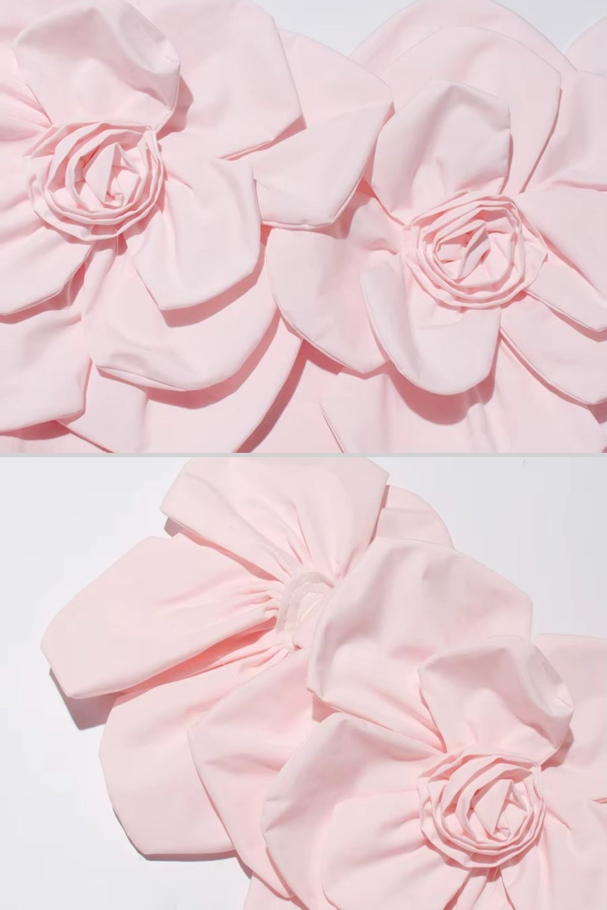 Off-Shoulder Mini Dress With Large Fabric Floral Accents - Pink