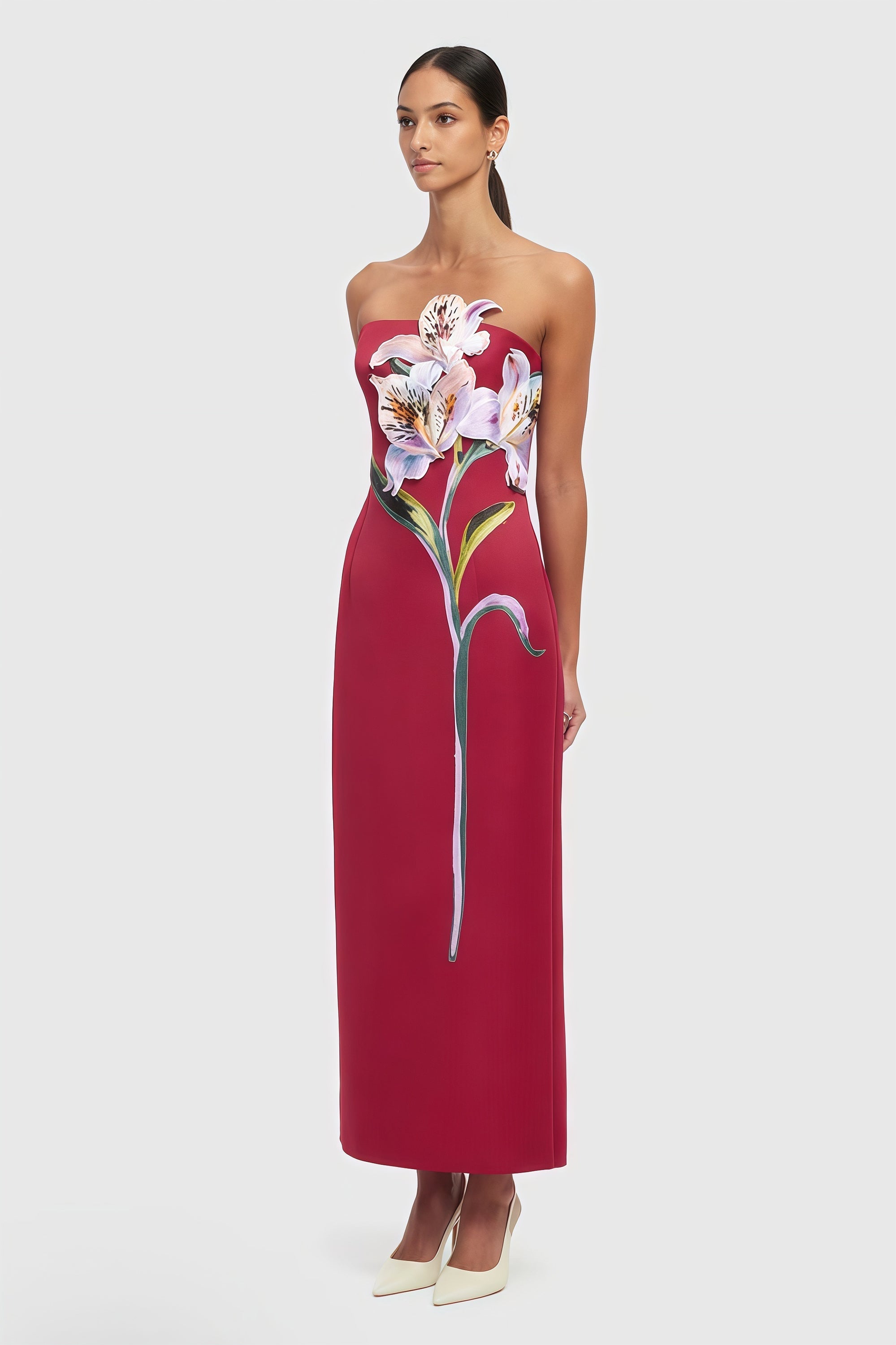 Automne Pink Floral Embroidered Maxi Dress
