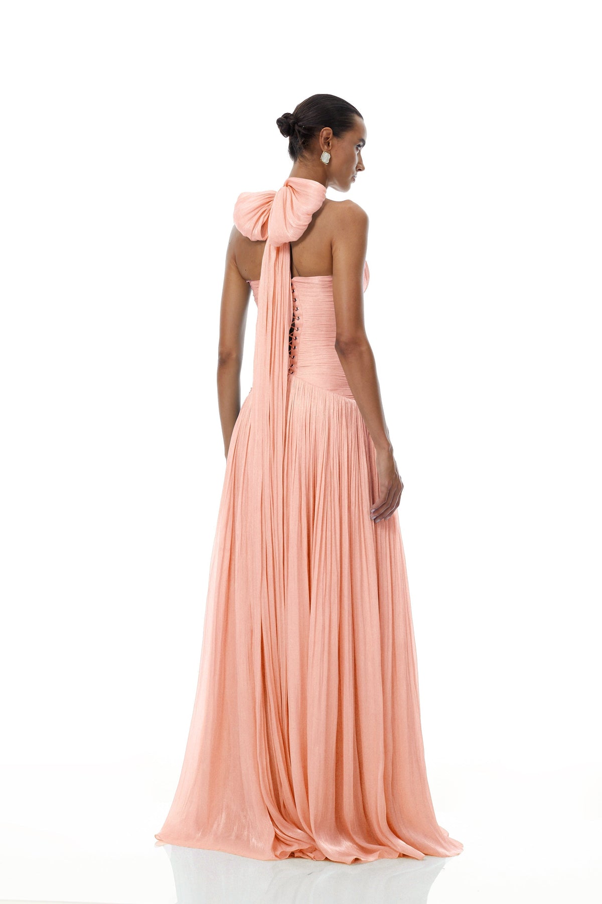Térébenthine Pink Glossy Gathered Maxi Dress