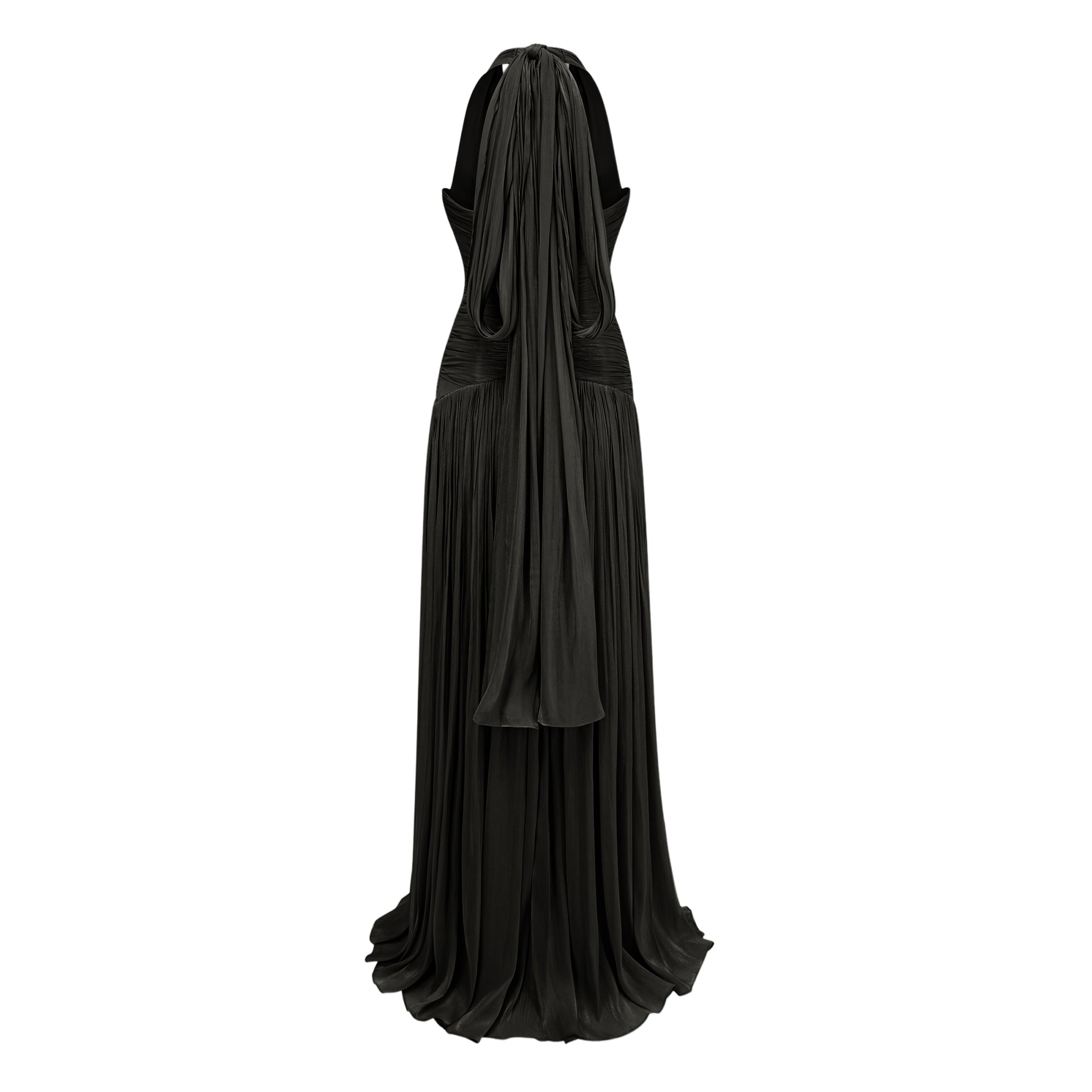 Uranie Black Gathered Maxi Dress (Final Sale-US Only)