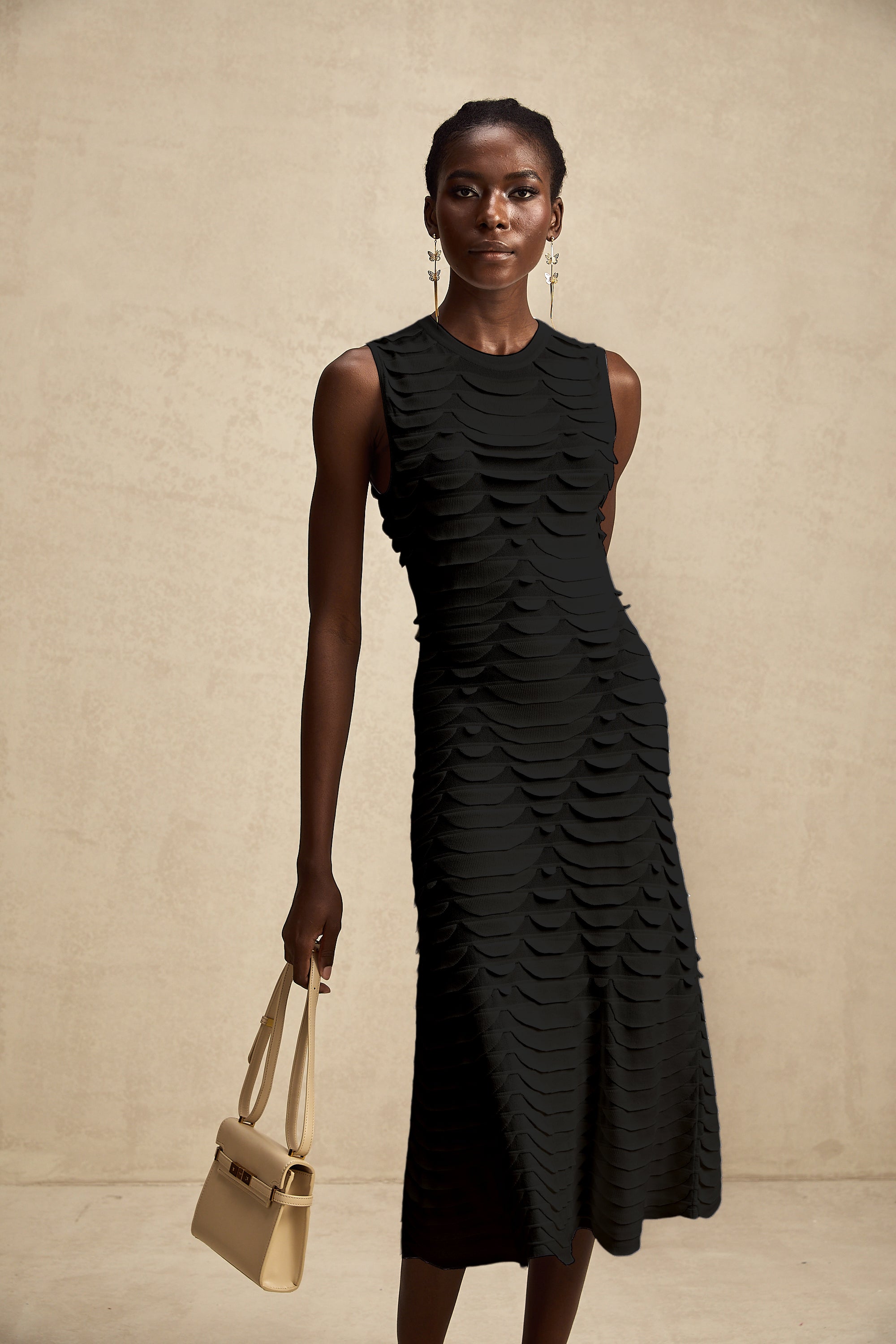 Anna snake-pattern godet midi dress (Final Sale)