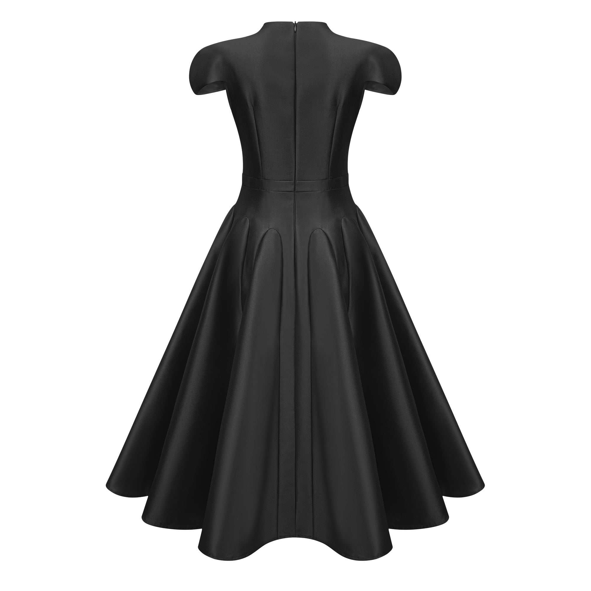 Aventin Black Godet Design Midi Dress (Final Sale-US Only)
