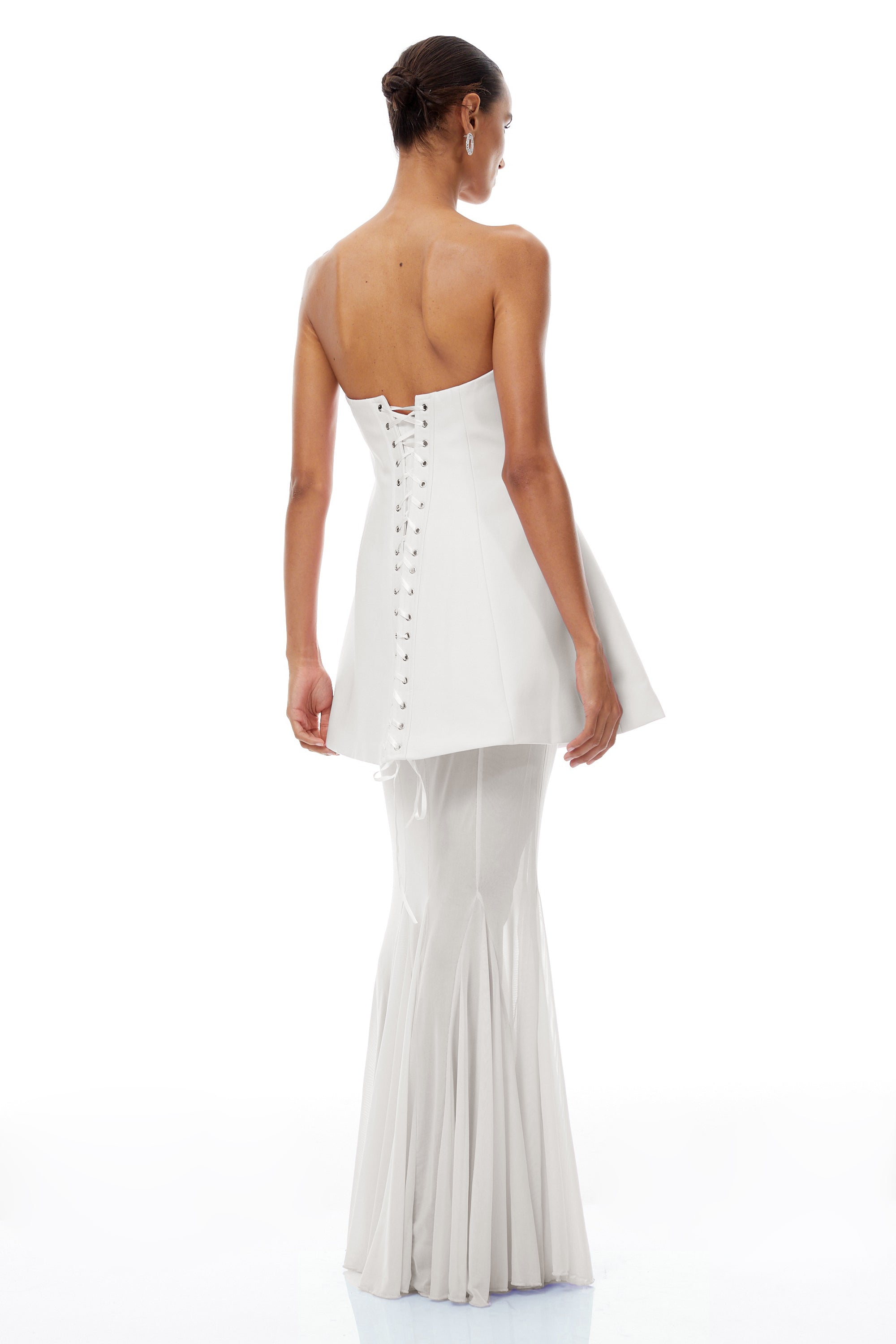 Mélanie White Corset Dress & Mesh Skirt Set