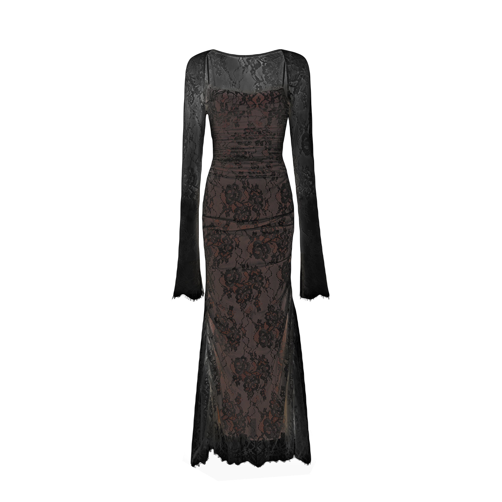 Valérie white floral lace mesh maxi dress (Final Sale-US Only)