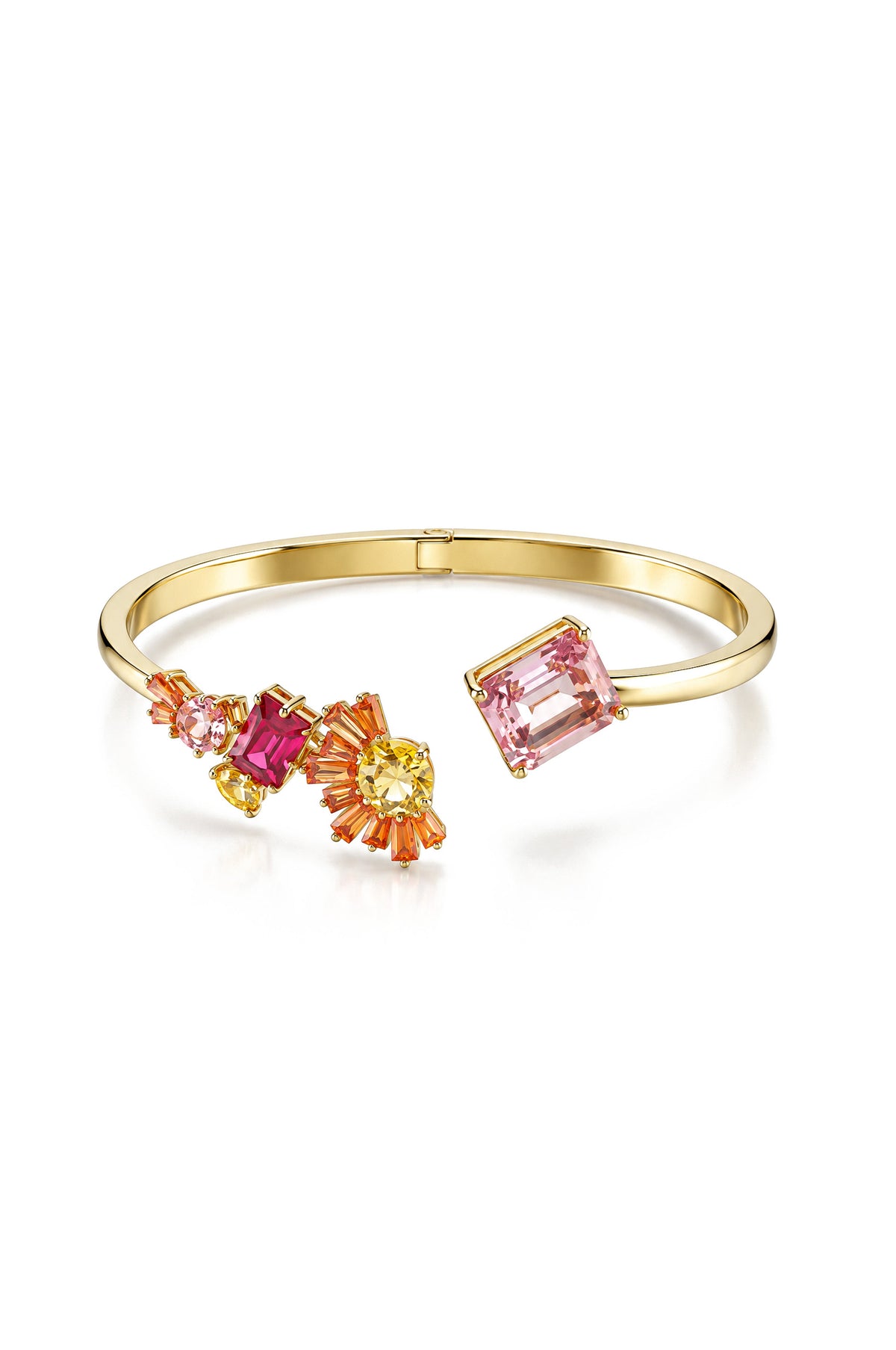 Jade Gold Multicolour Crystal Cluster Cuff Bracelet