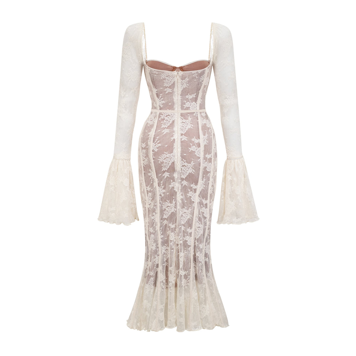 Marlene White Flared Lace Maxi Dress (Final Sale-US Only)