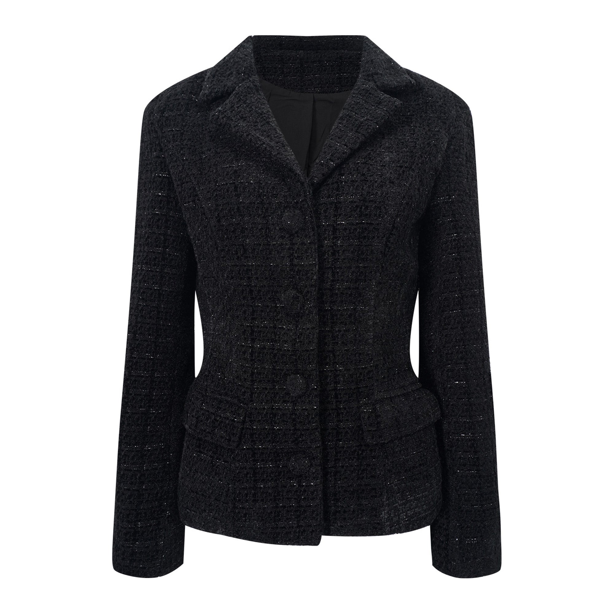 Ariadna Black Tweed Jacket & Satin Skirt Set (Final Sale-US Only)