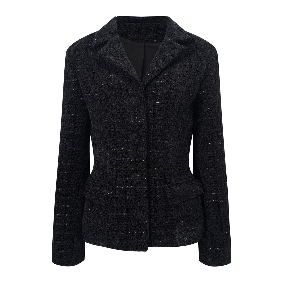 Ariadna Black Tweed Jacket & Satin Skirt Set (Final Sale-US Only)