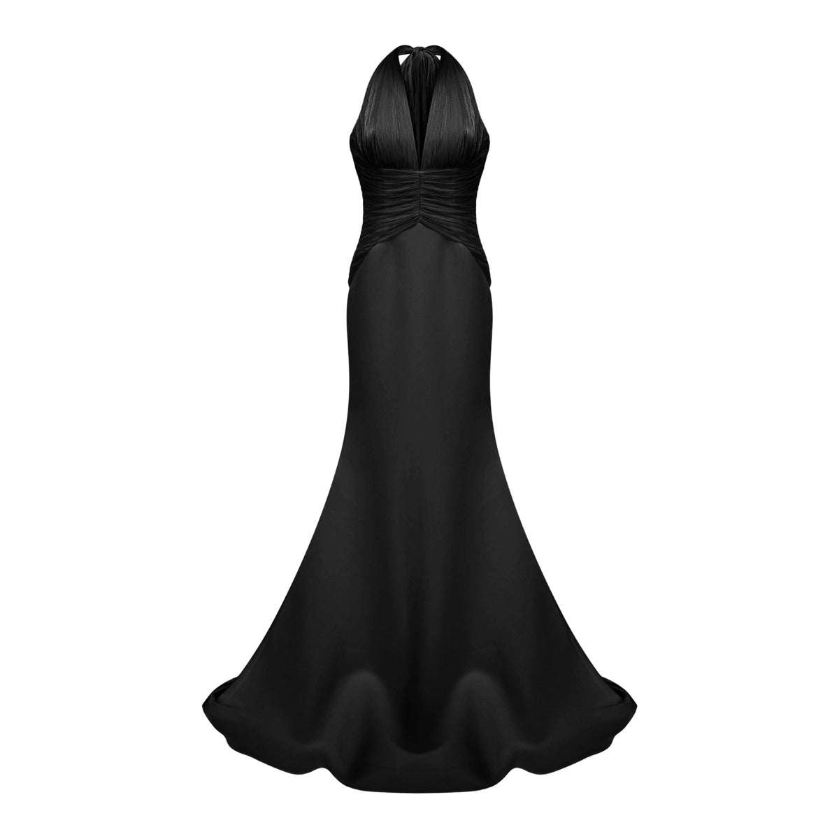 Emmeline Black Train Design Gathered Maxi Dress (Final Sale-US Only)
