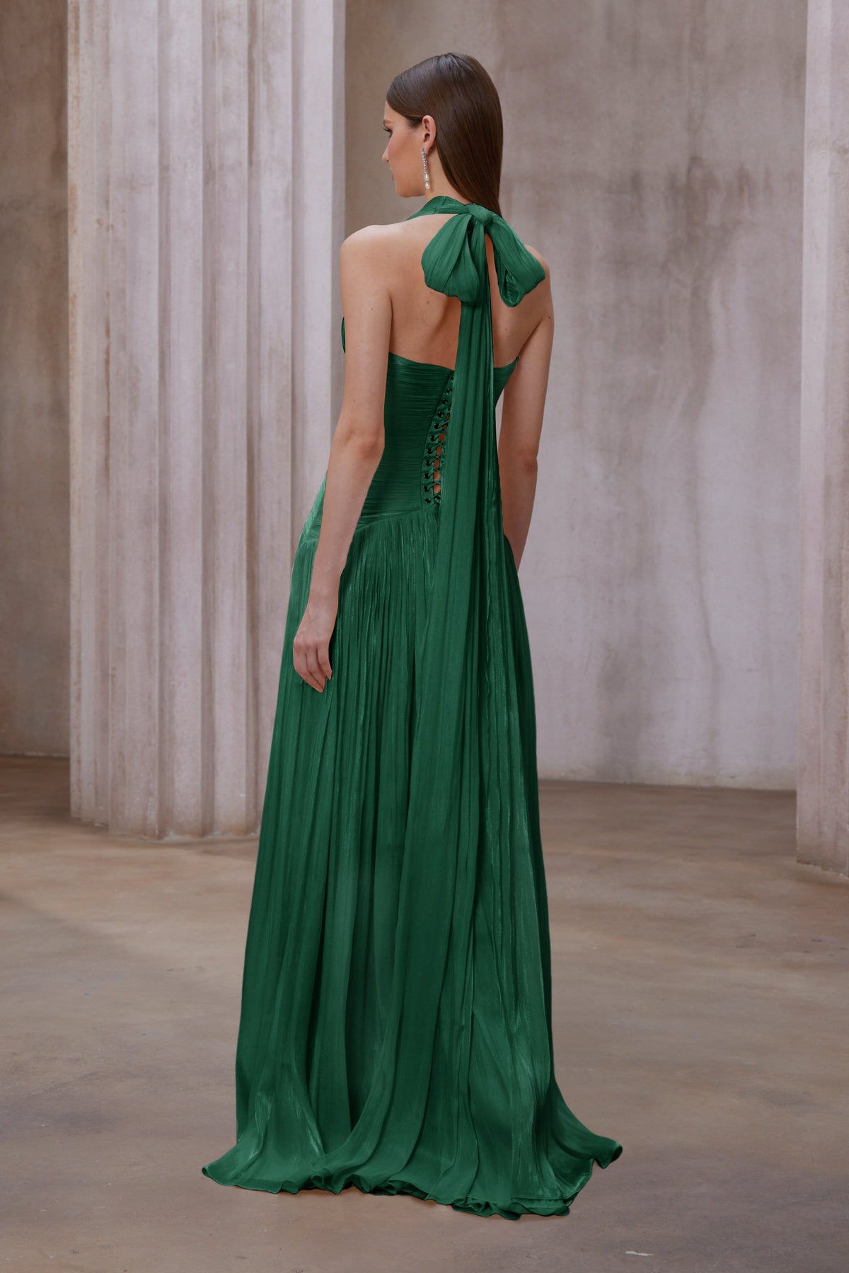 Uranie Emerald Green Gathered Maxi Dress
