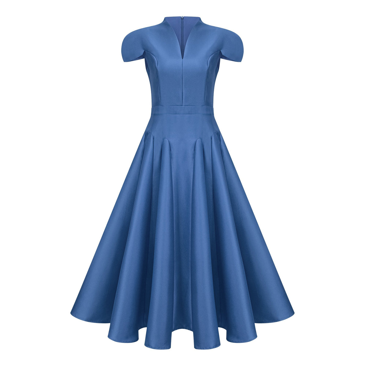 Aventin Blue Godet Design Midi Dress (Final Sale-US Only)