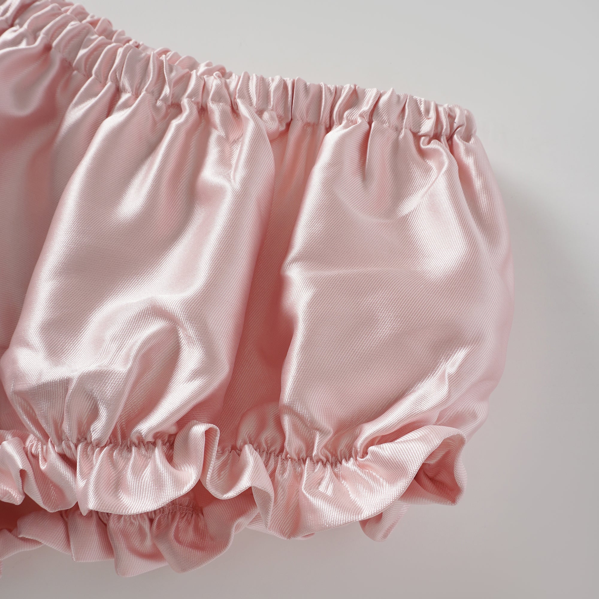 Laurine Pink Ruffled Satin Mini Dress