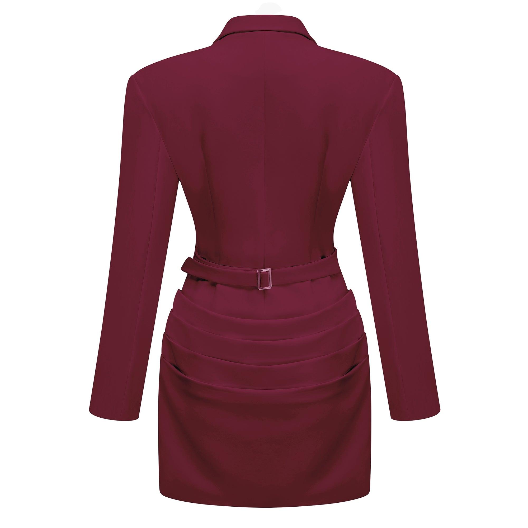 Rosette Burgundy Ruched Blazer Mini Dress (Final Sale)