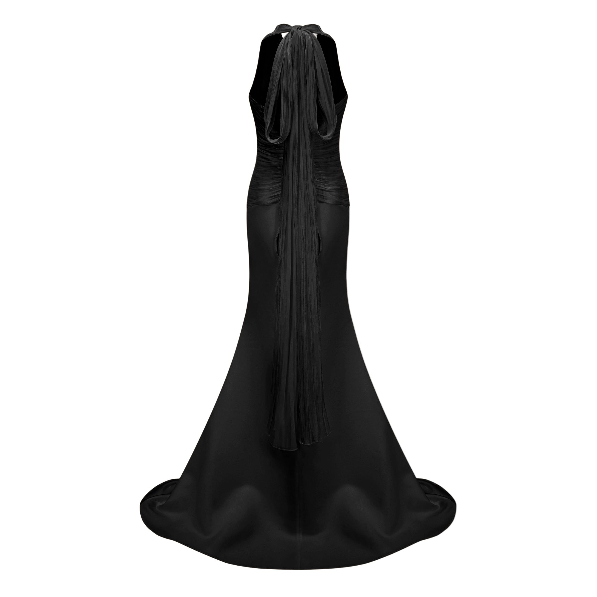 Emmeline Black Train Design Gathered Maxi Dress (Final Sale-US Only)