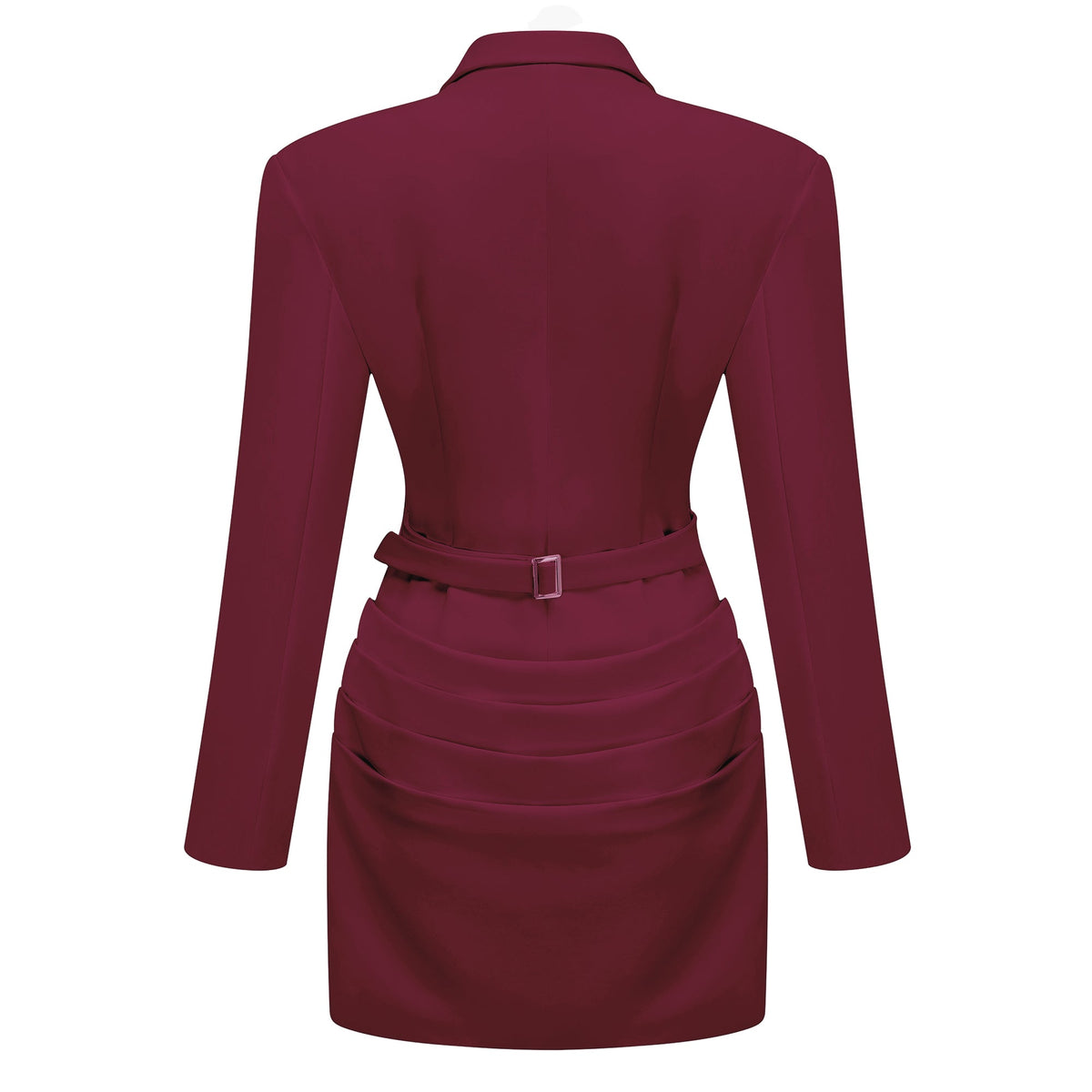 Rosette Burgundy Ruched Blazer Mini Dress (Final Sale-US Only)