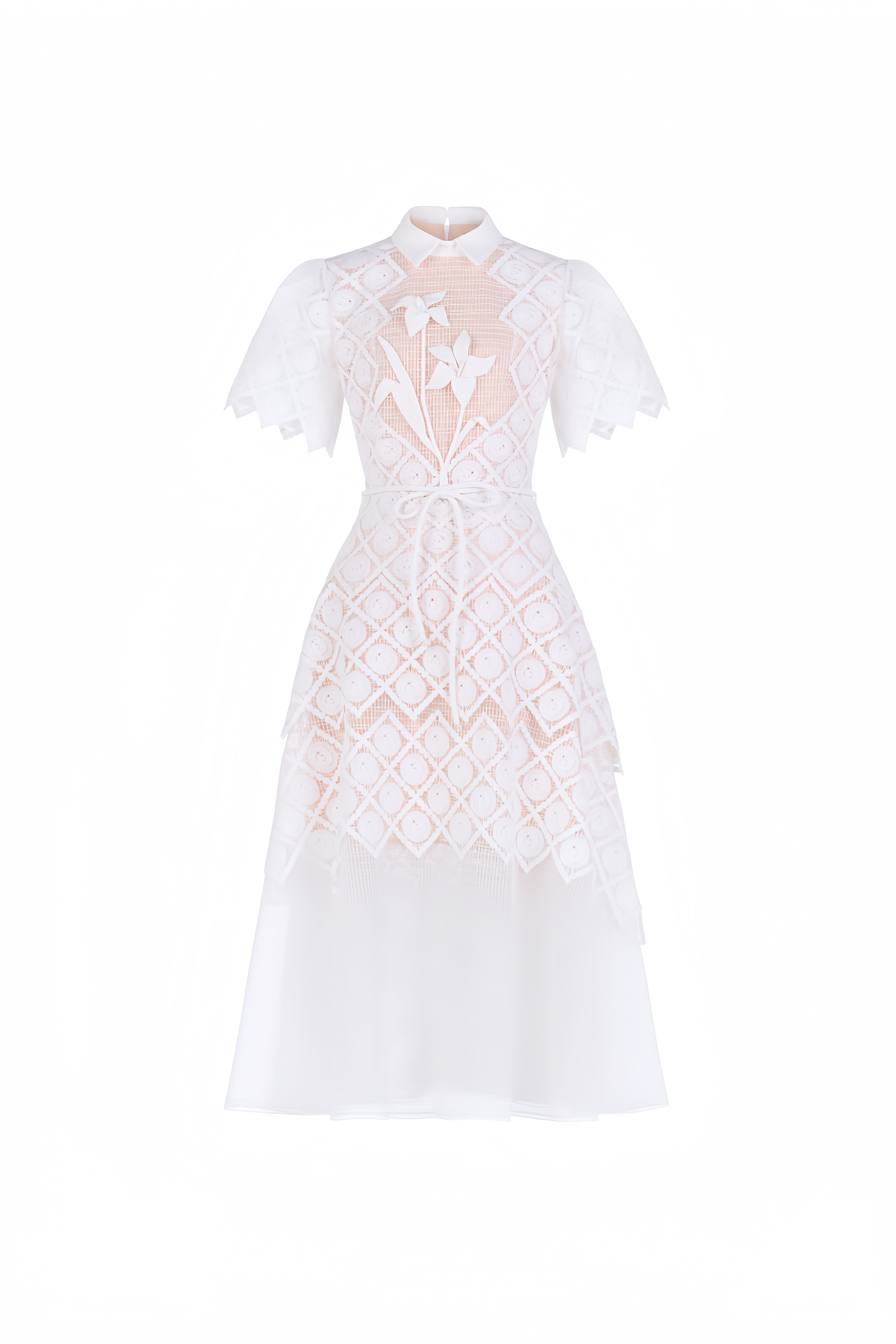 Yasmine White Floral-embroidered Midi Dress (Final Sale-US Only)