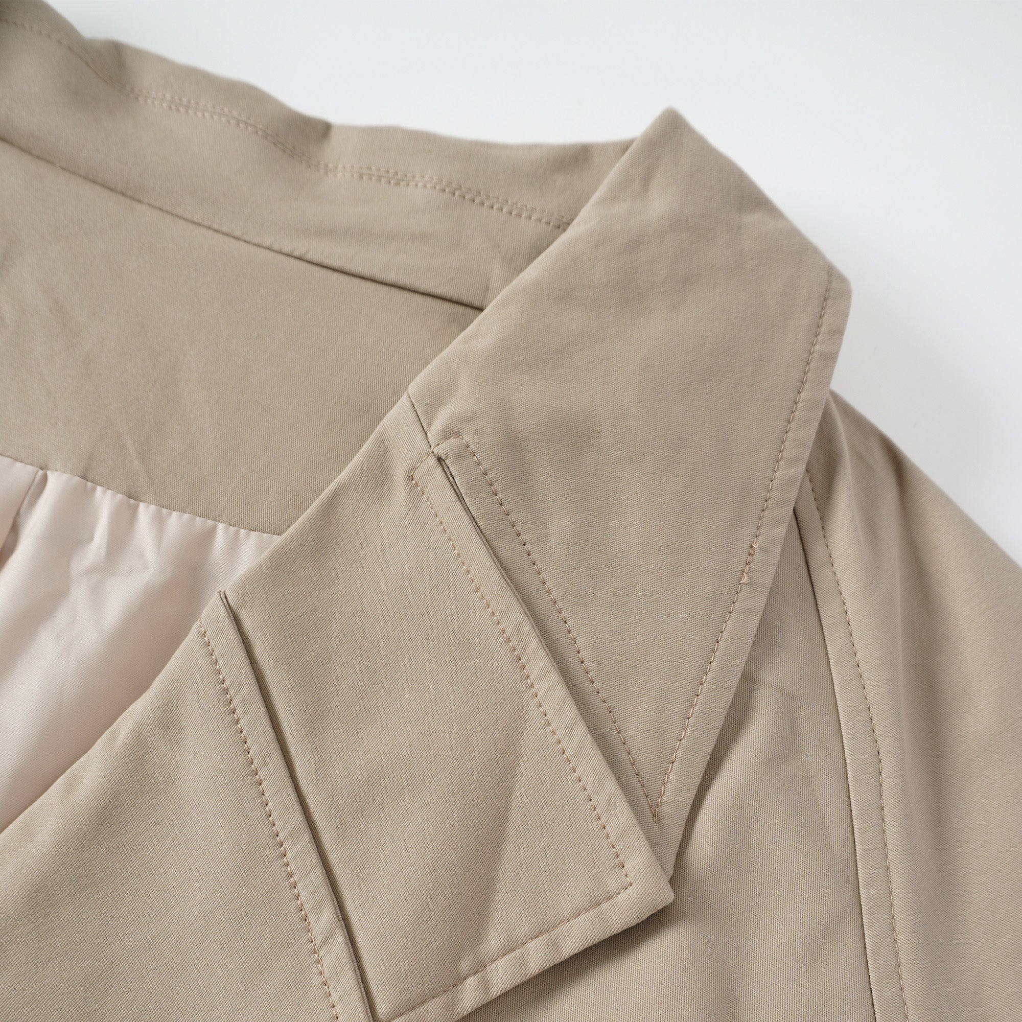 Sandra Khaki Double-Breasted Short Trench Coat