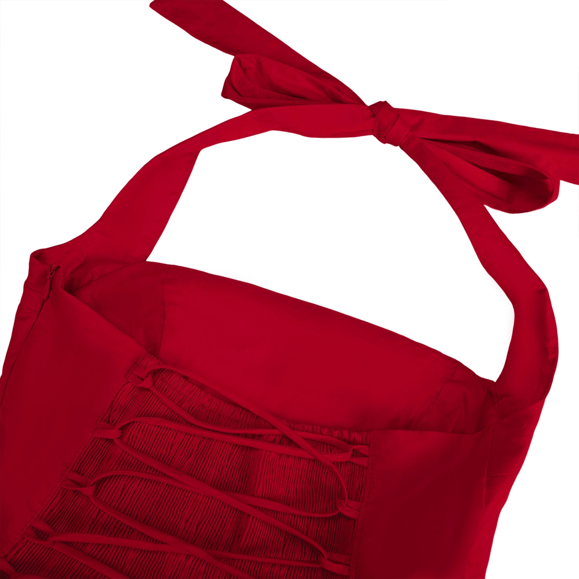 Eponine Red Layered Flared Hem Midi Dress