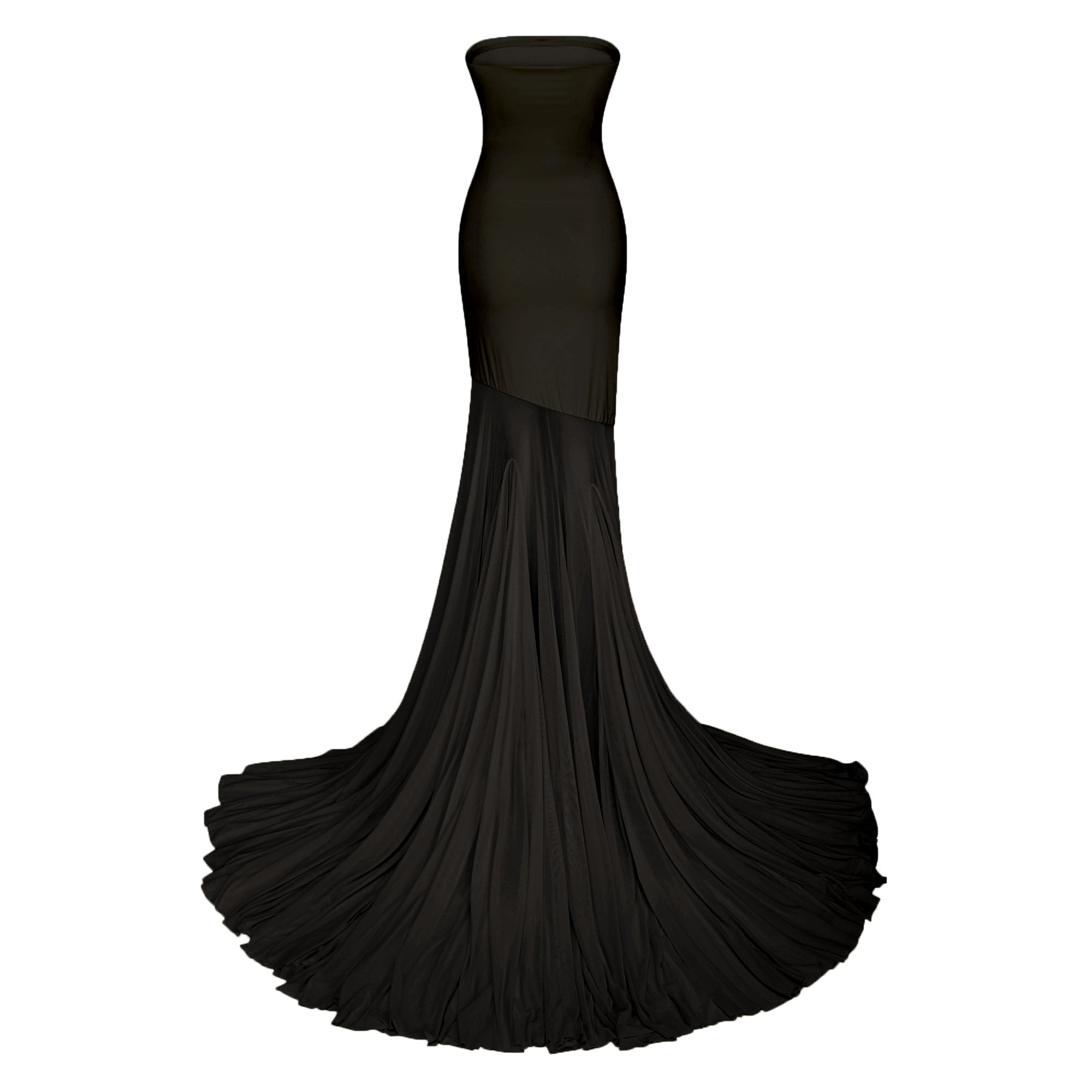Josiane Black Off-shoulder Sheer Tulle Maxi Dress