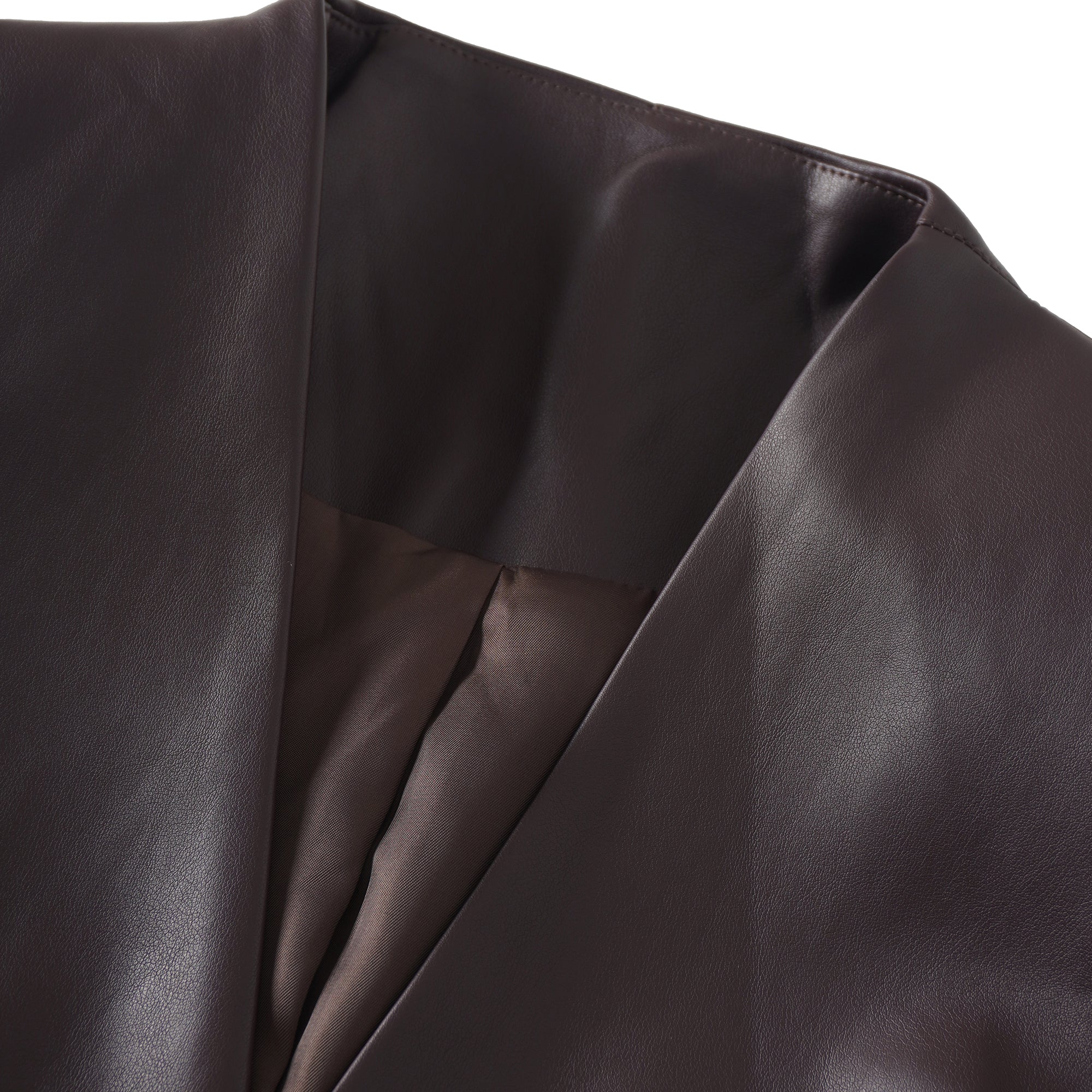 Solange Brown Leather Mini Blazer Dress (Final Sale-US Only)