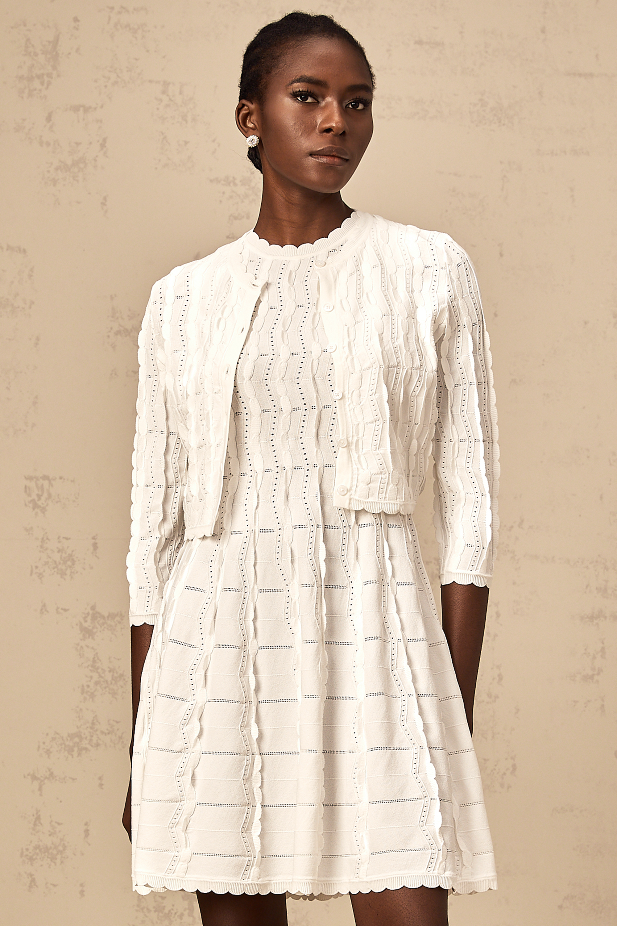Esmée white ruffled knitted cardigan (Final Sale-US Only)