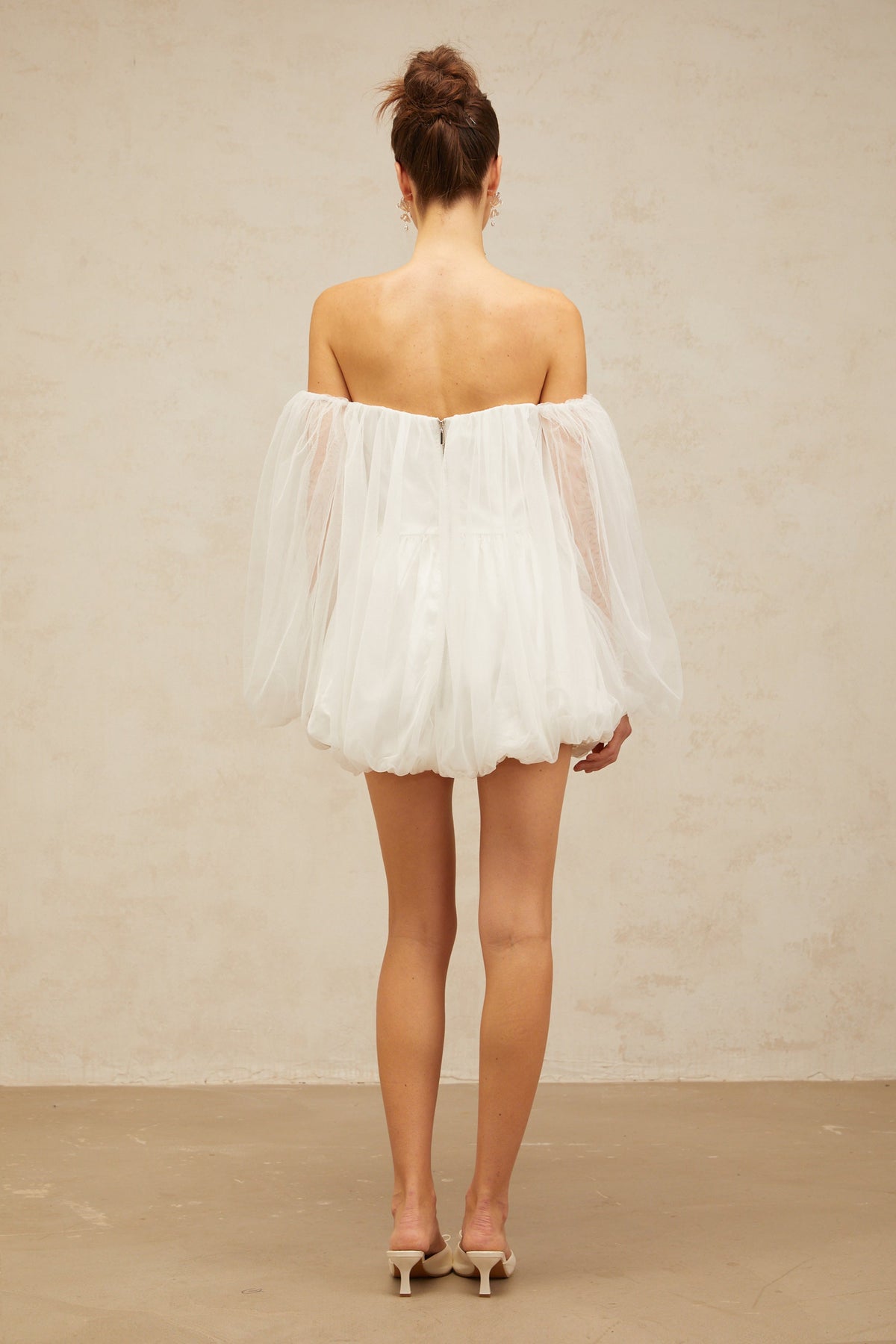 Avril layered bubble tulle mini dress in White (Final Sale-US Only)
