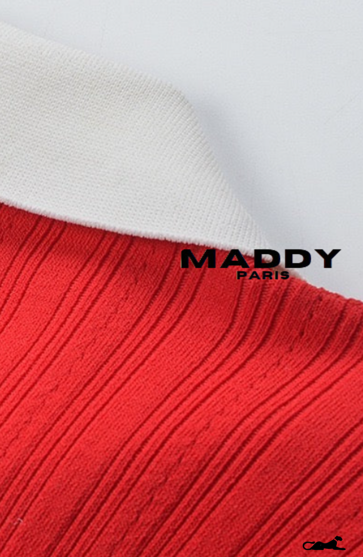 SANDRO VALERIE KNIT MIDI DRESS - RED & WHITE