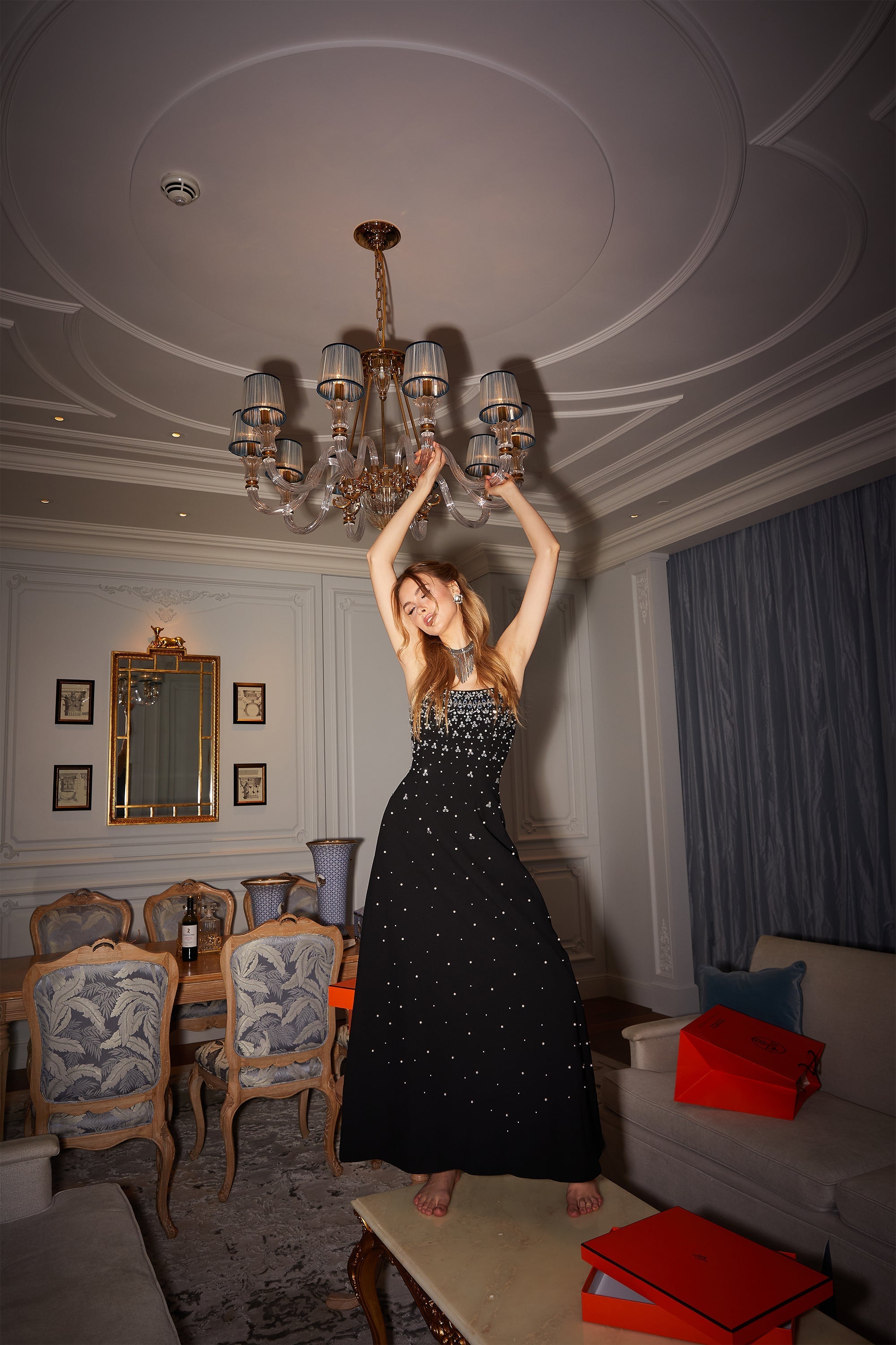 Melisande black embellished maxi dress (Final Sale-US Only)