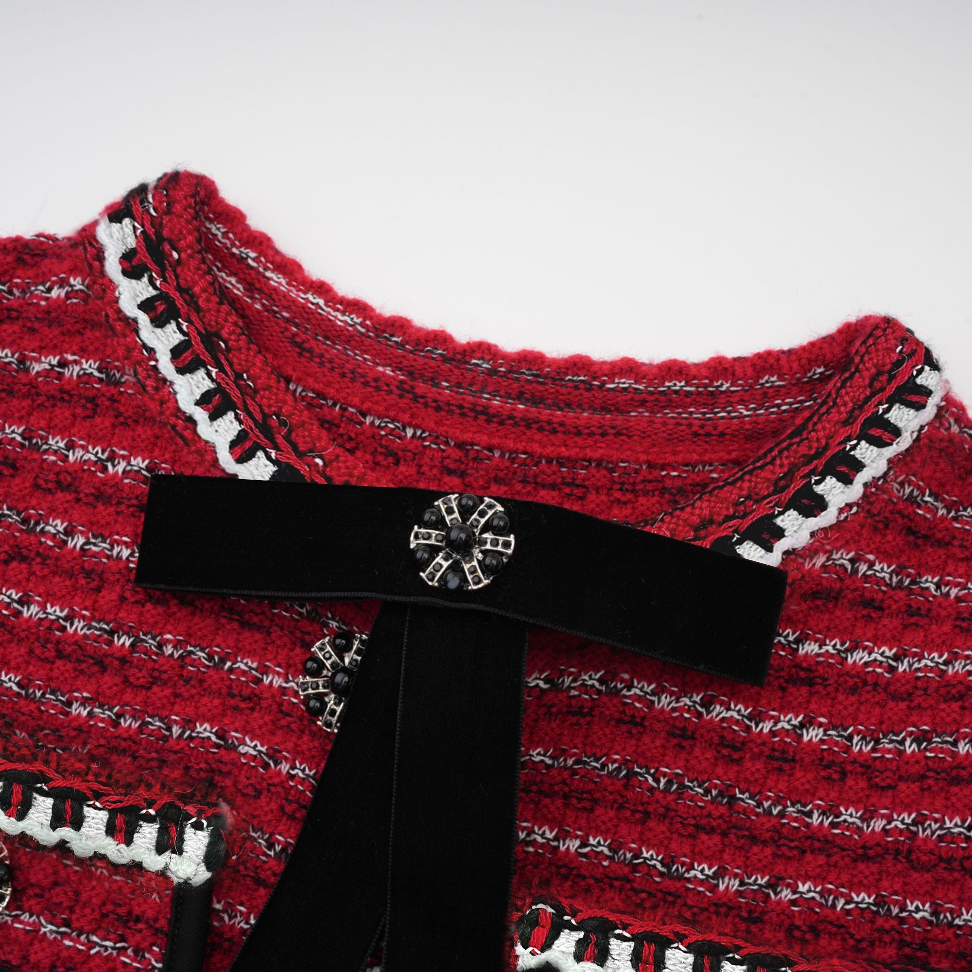 Faustine bow-detailed knit mini dress