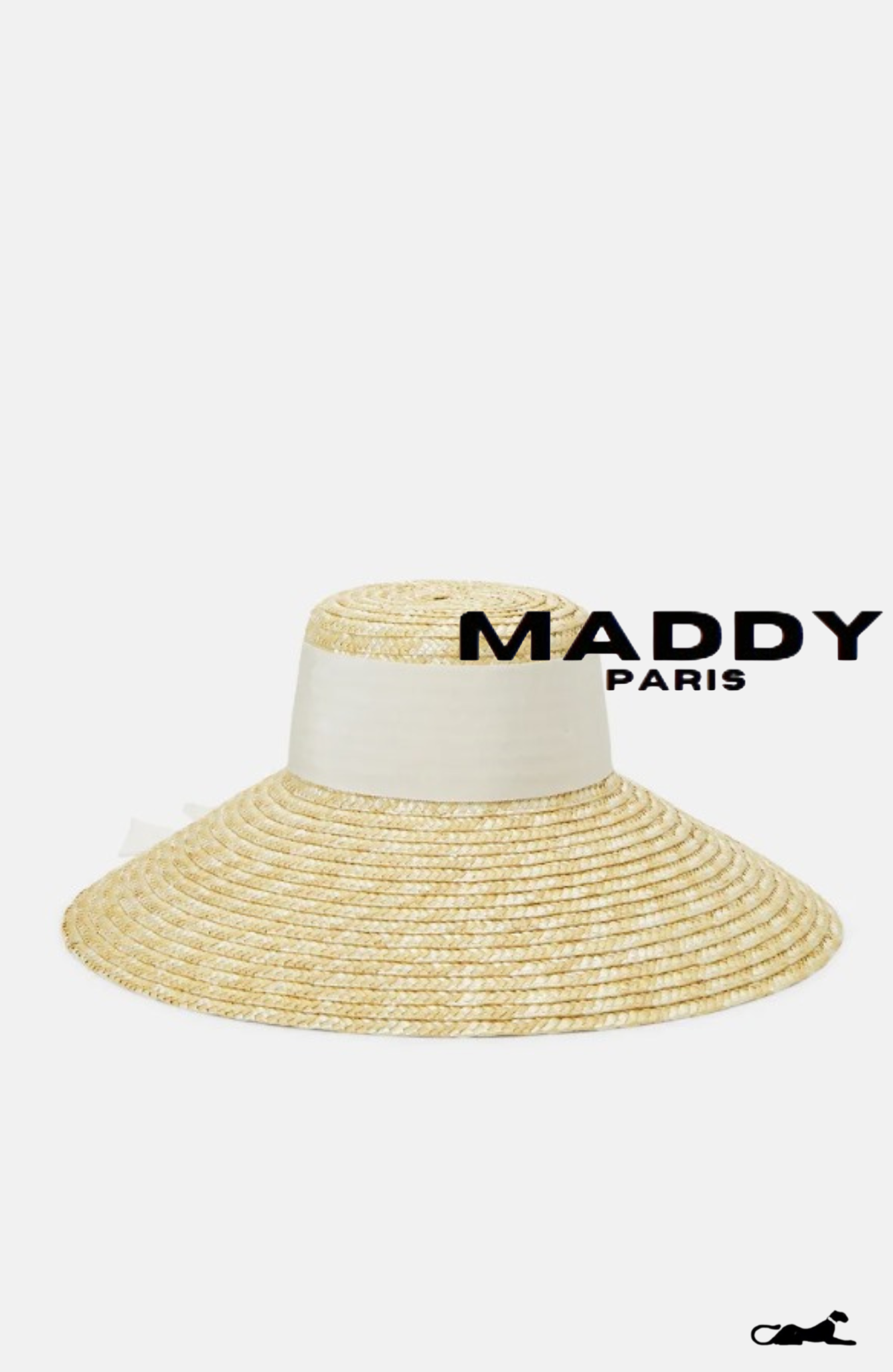 MIRABEL  WOVEN STRAW RIBBON HAT – NATURAL BEIGE WITH WHITE TRIM - White