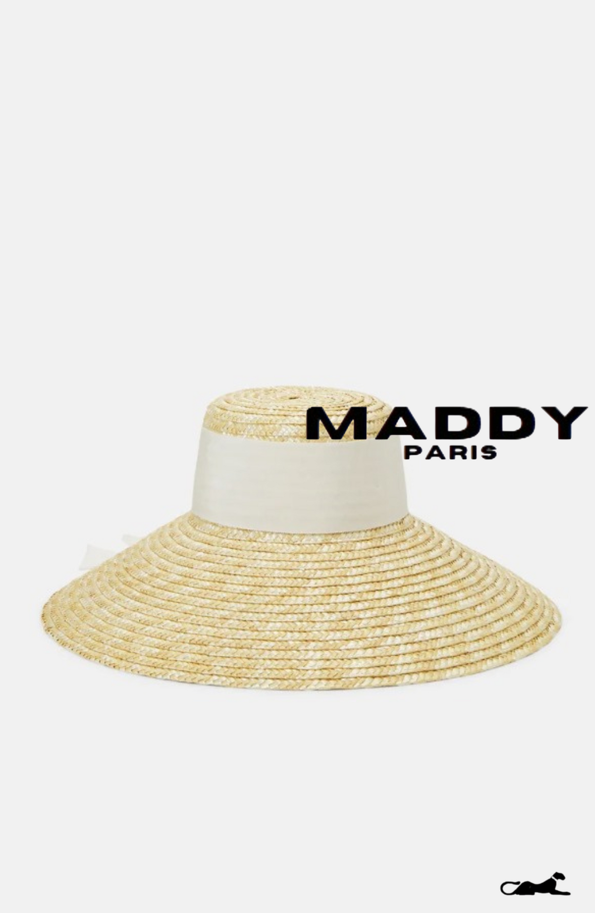 MIRABEL WOVEN STRAW RIBBON HAT – NATURAL BEIGE WITH WHITE TRIM - White