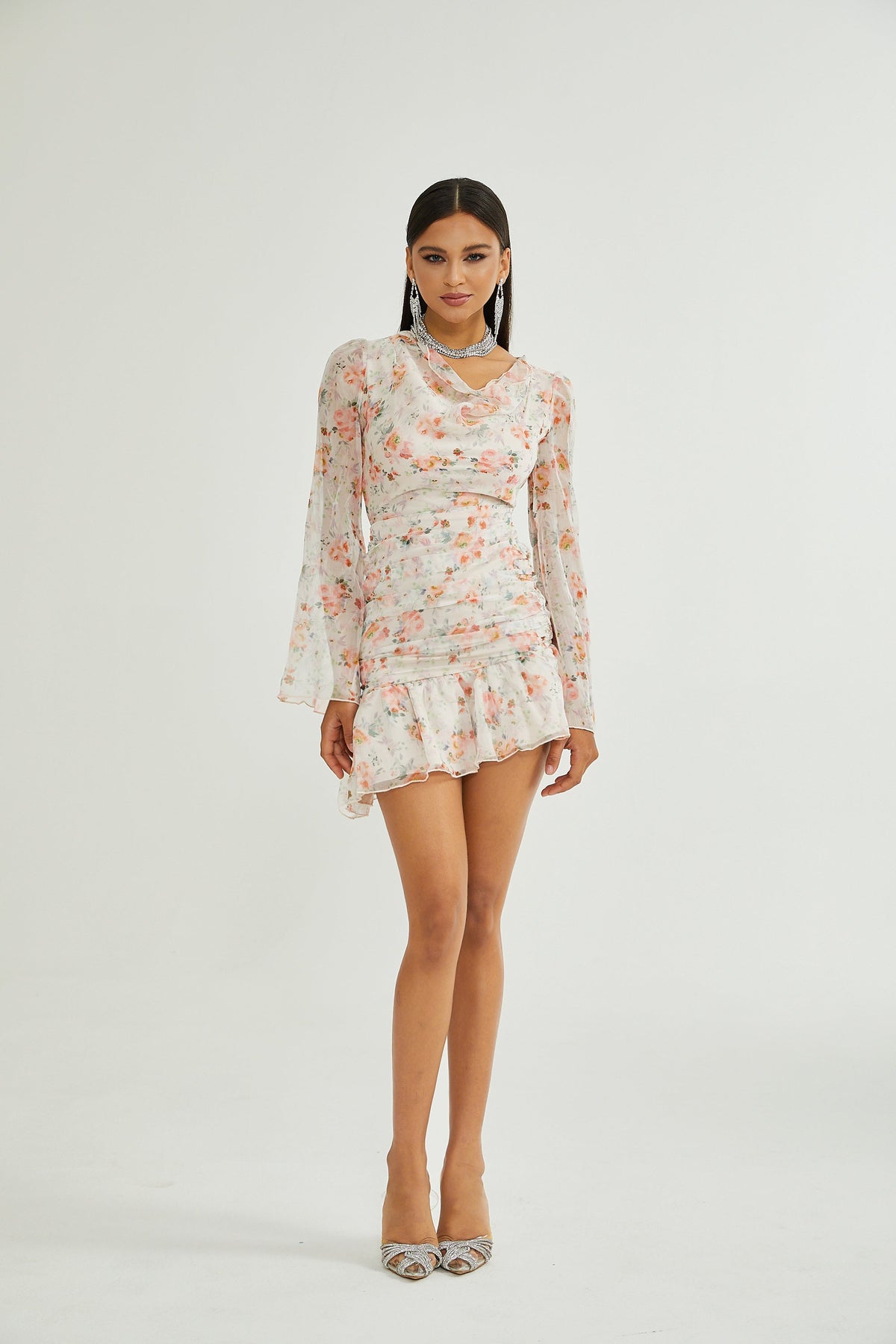 Hermine floral print long sleeves mini dress