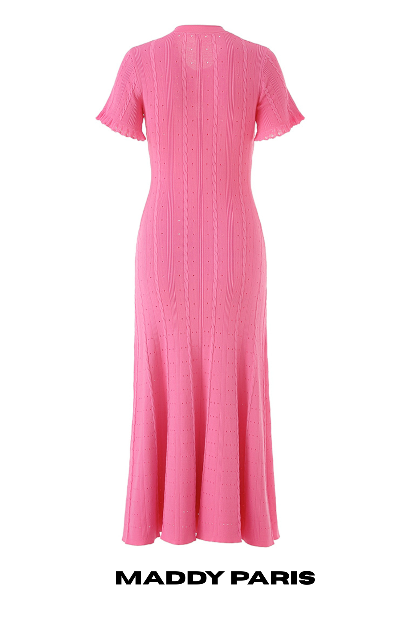 SANDRO GISELLE KNIT MIDI DRESS - FUCHSIA PINK