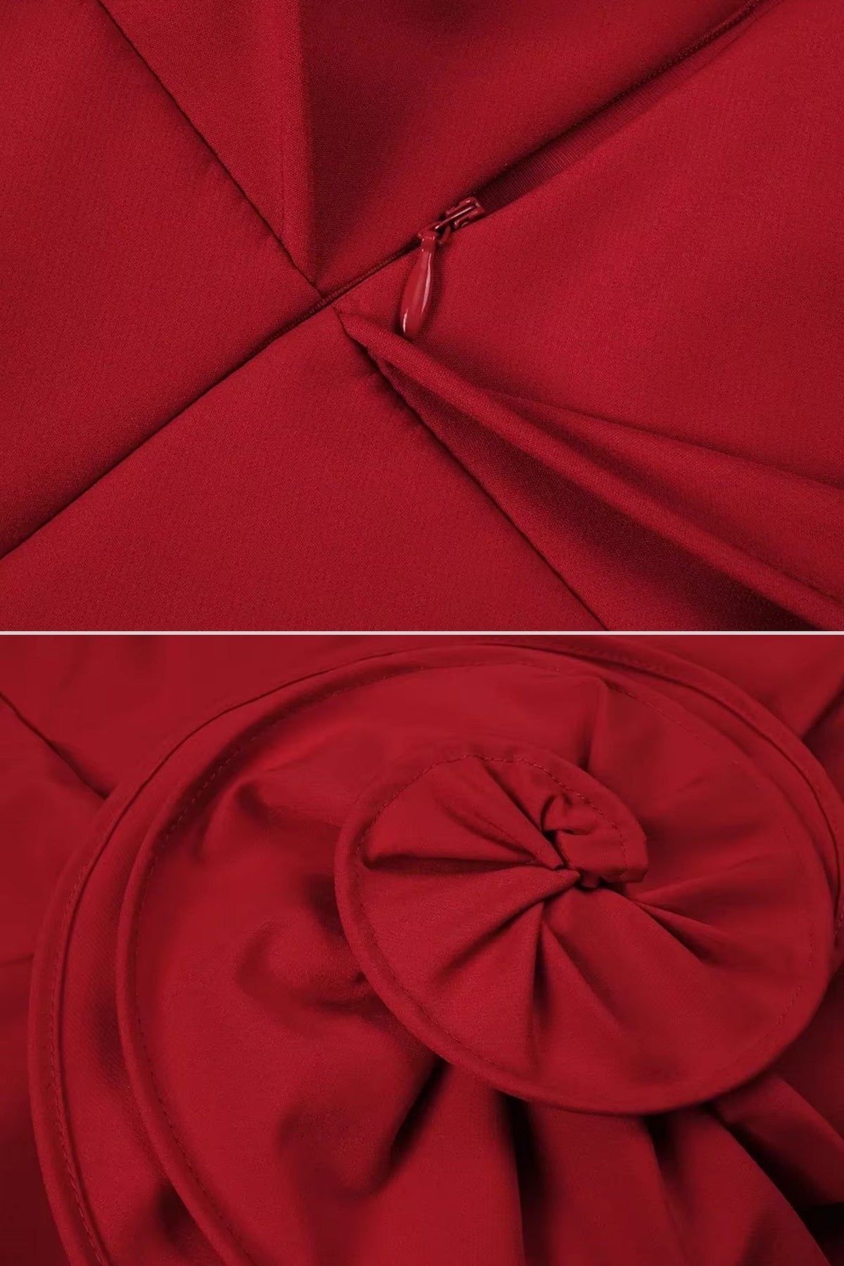 Asymmetrical Off-Shoulder Mini Dress With Oversized Rose Embellishment - Red