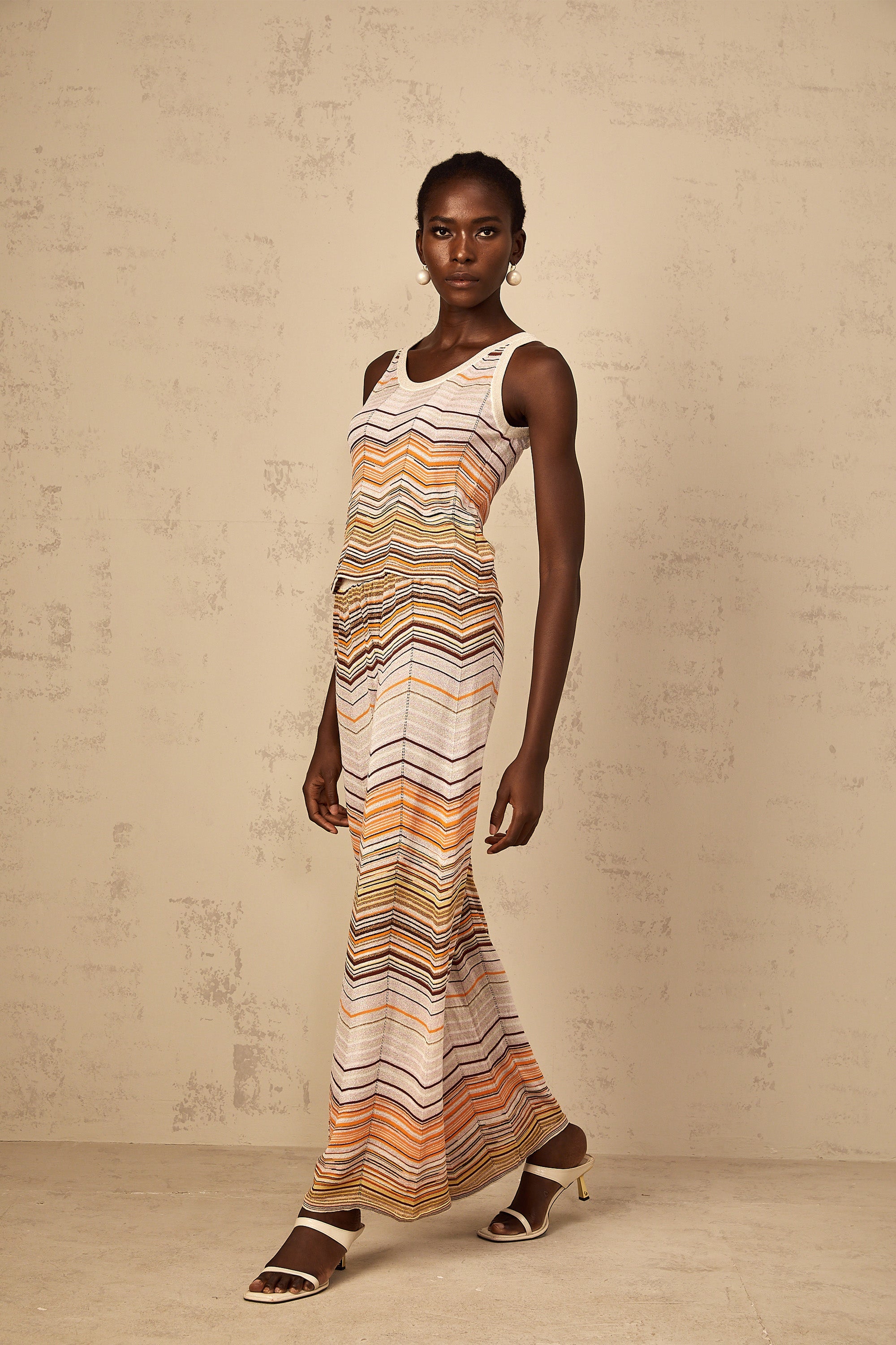 Chloé Neutral Striped Knit Matching Set