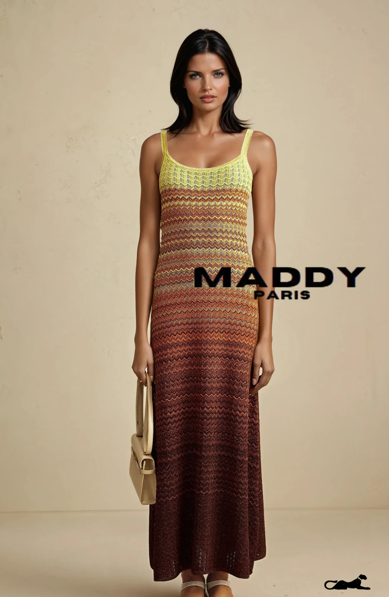 MADDY PARIS Gradient Knitted Maxi Dress sunset - Yellow