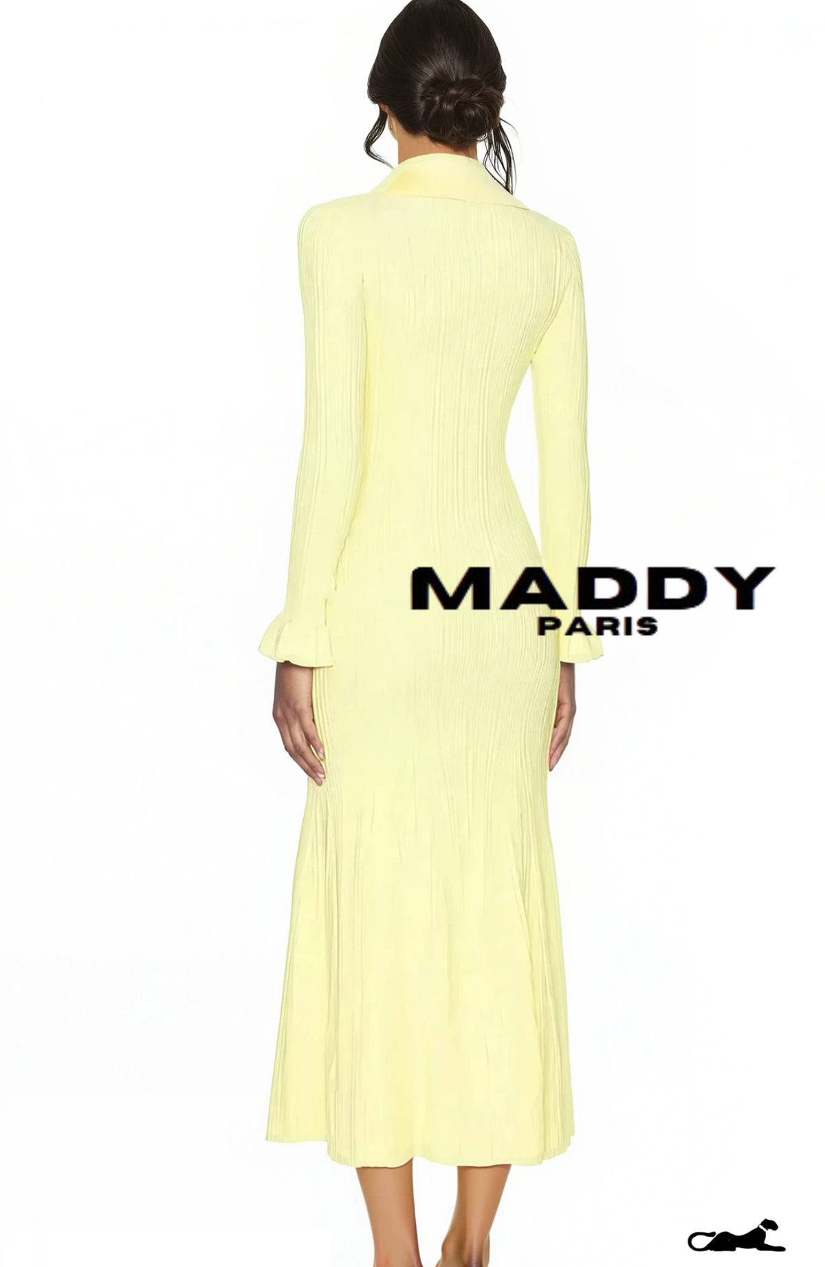 EVANGELINE RIBBED KNIT MAXI DRESS - Yellow
