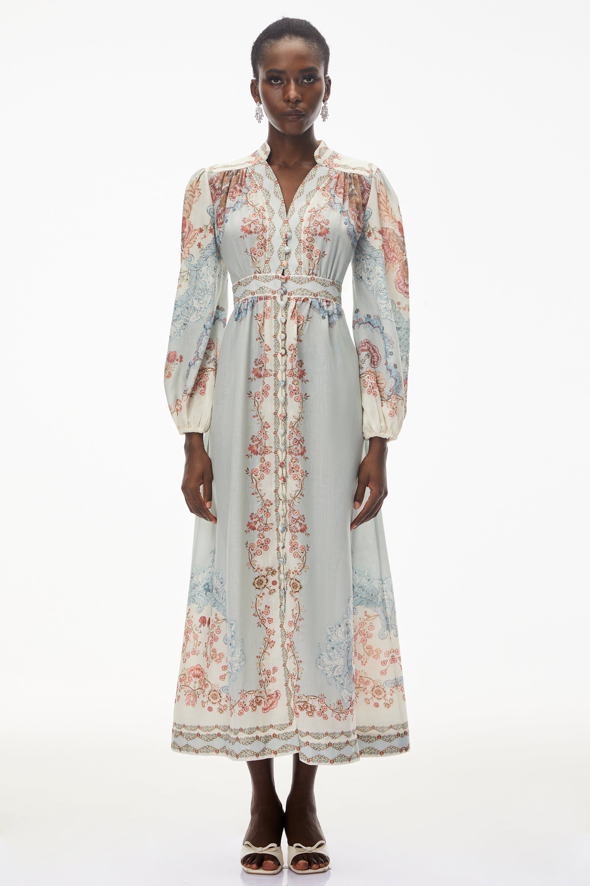 Grace Blue Floral Print Maxi Dress