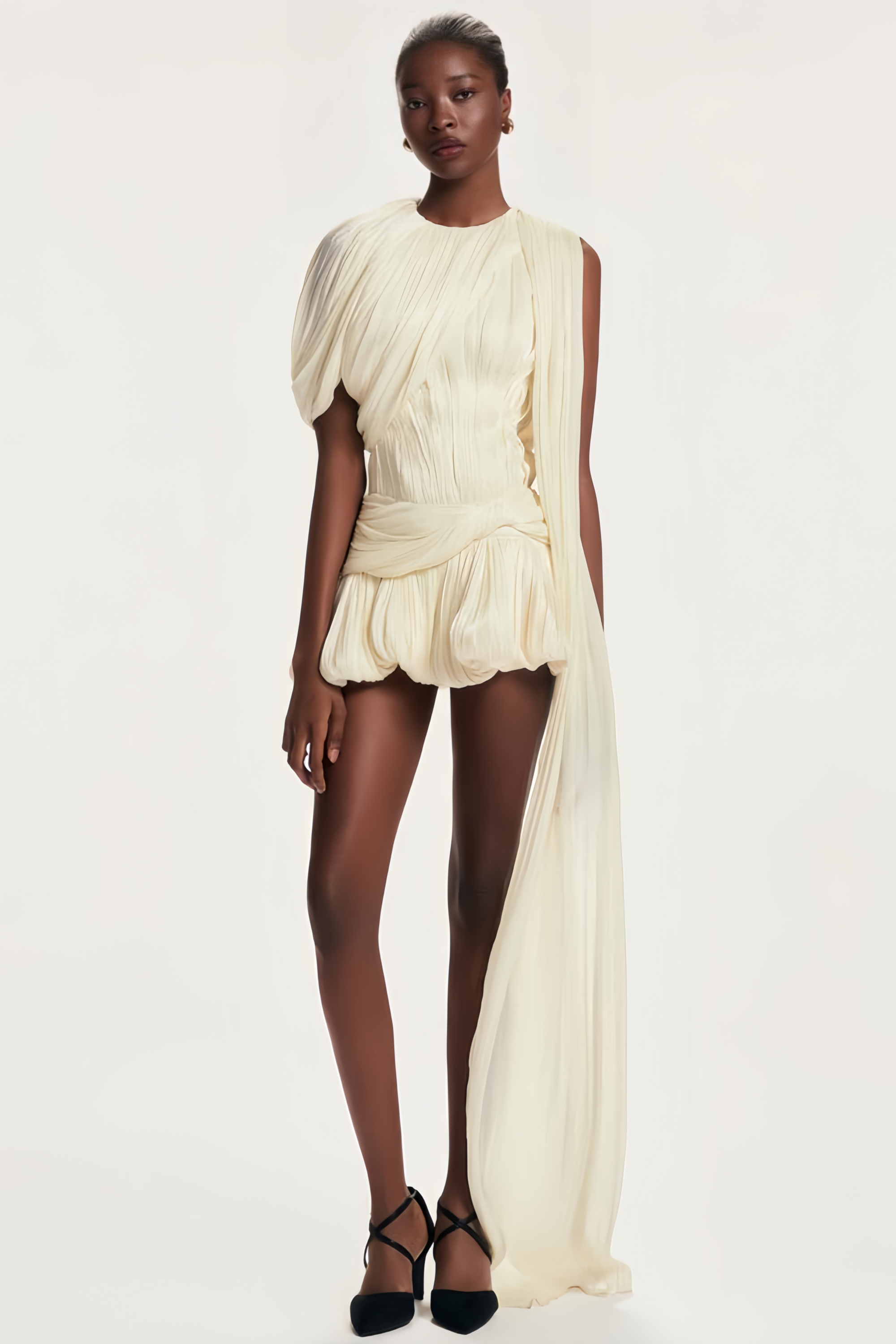 Cyrielle pleated ribbon-design mini dress