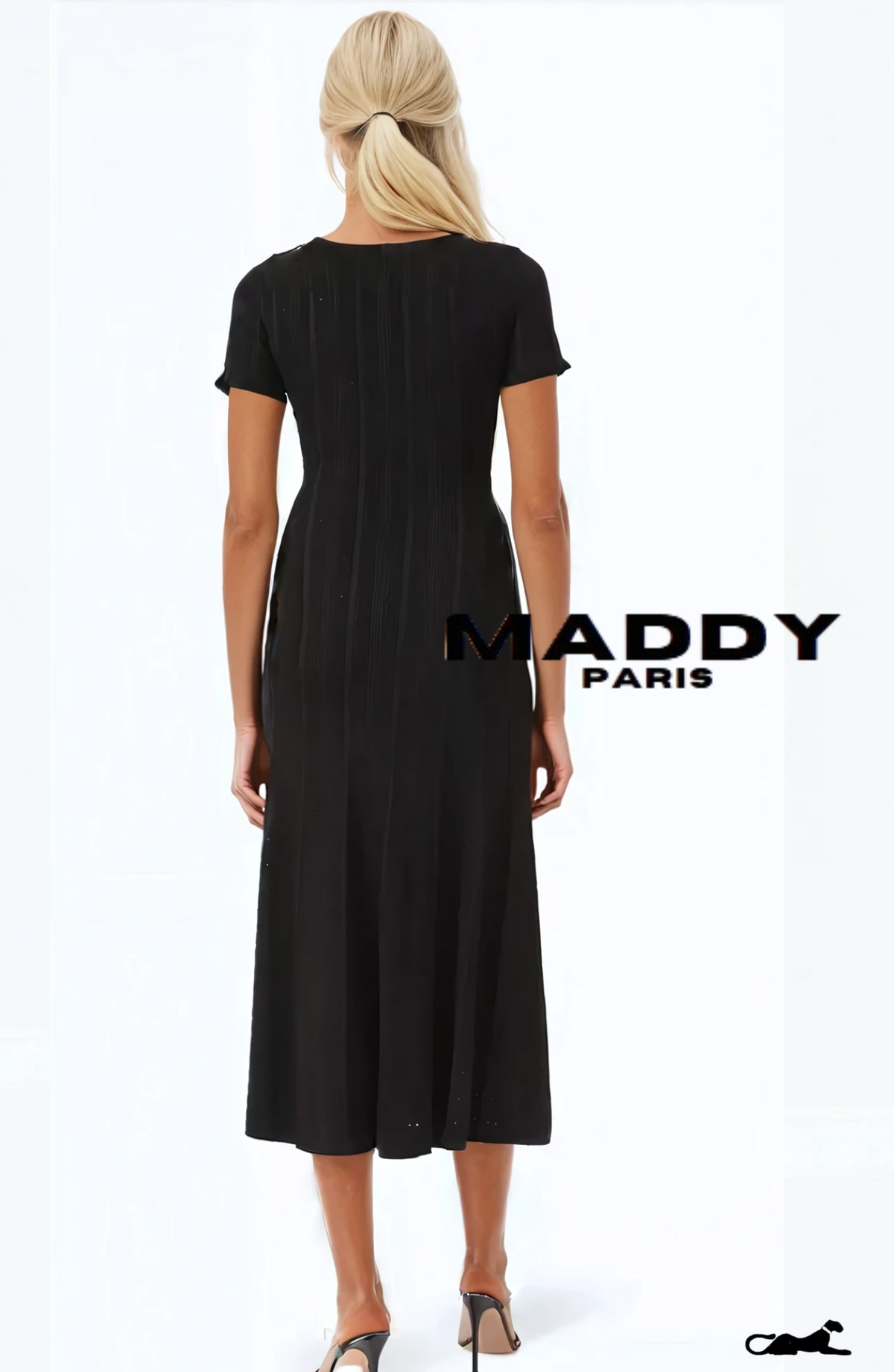 MADDY PARIS GISELLE CREPE MIDI DRESS - BLACK
