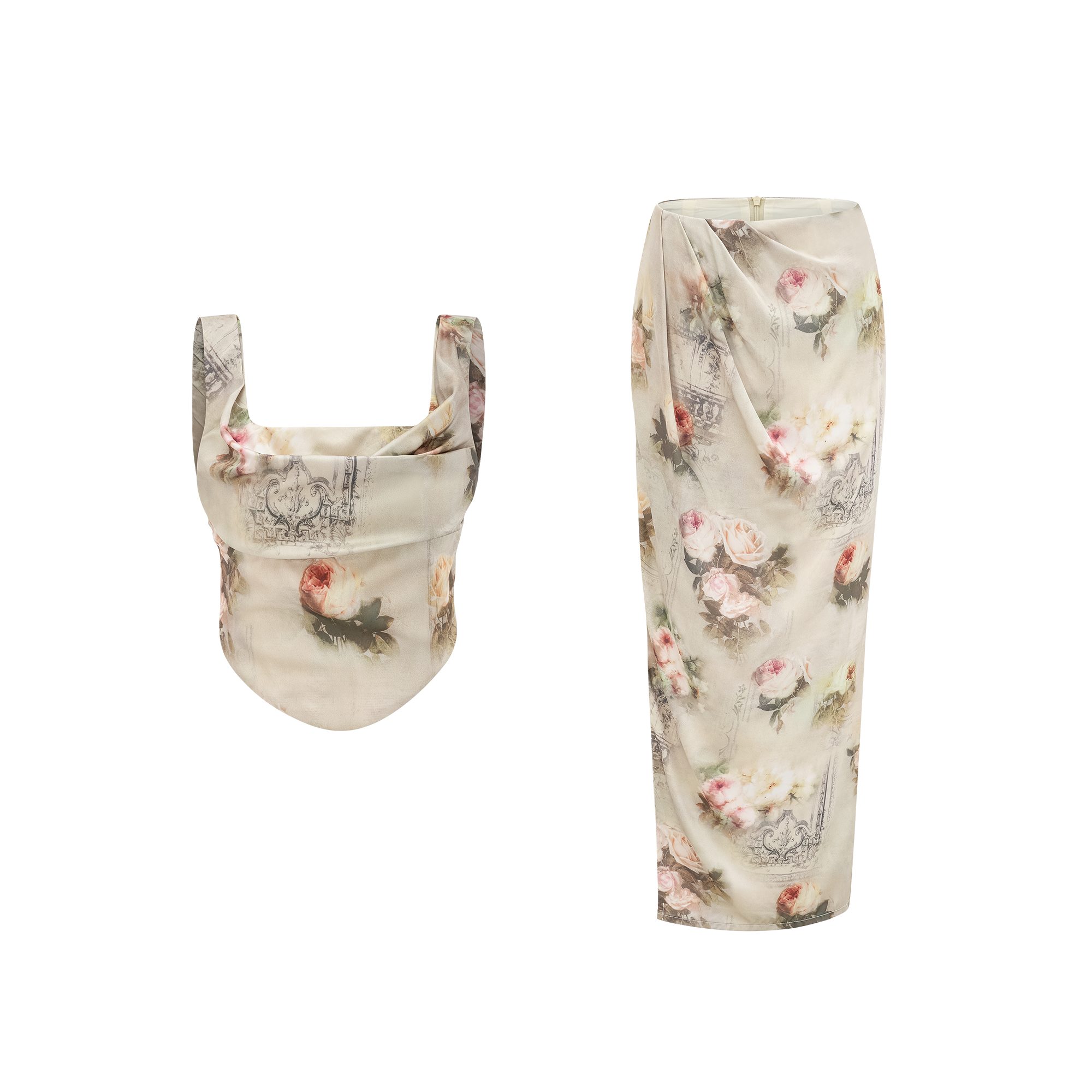 Viviane floral-print top & skirt matching set (Final Sale-US Only)