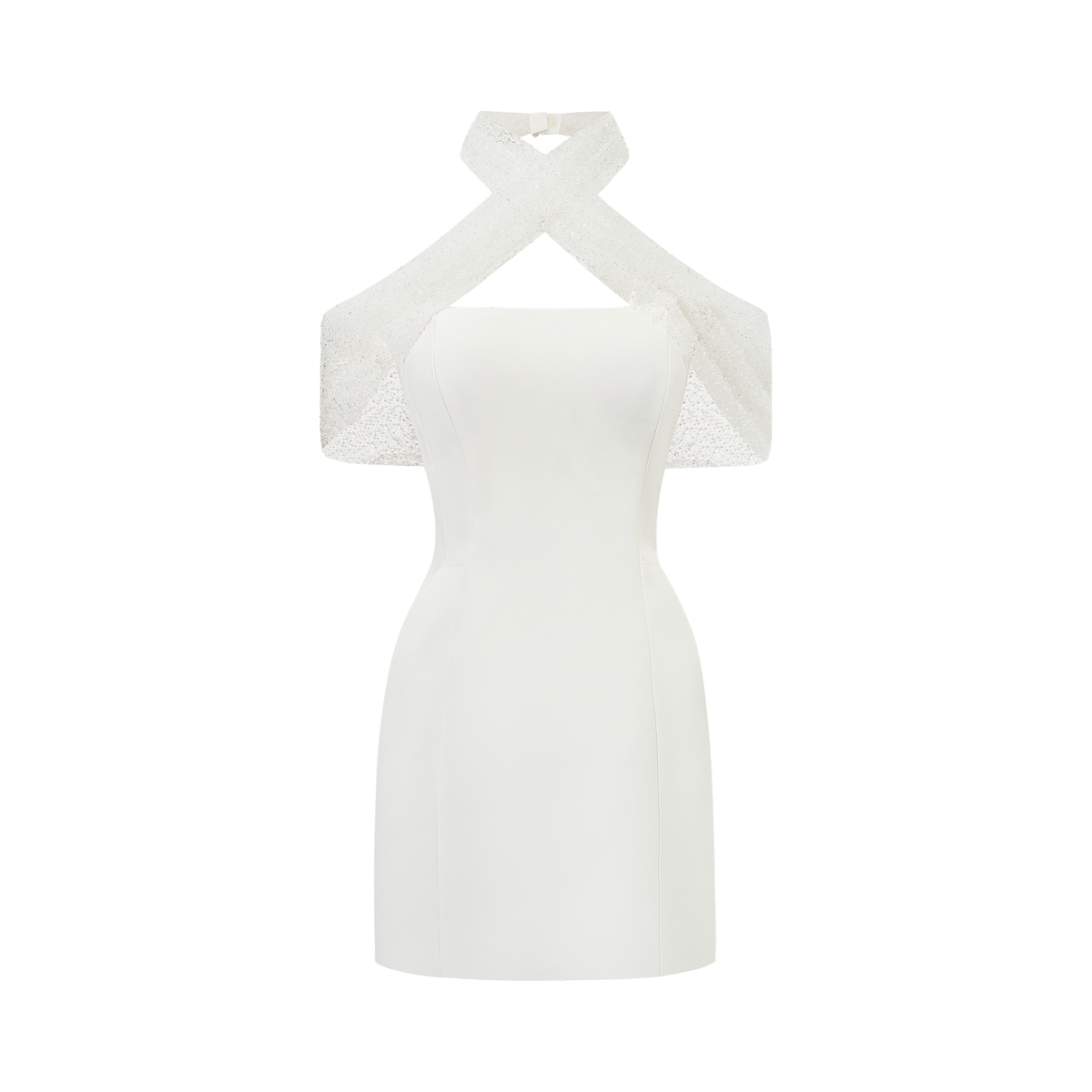 Ulla White Cross Over Bodycon Mini Dress (Final Sale-US Only)