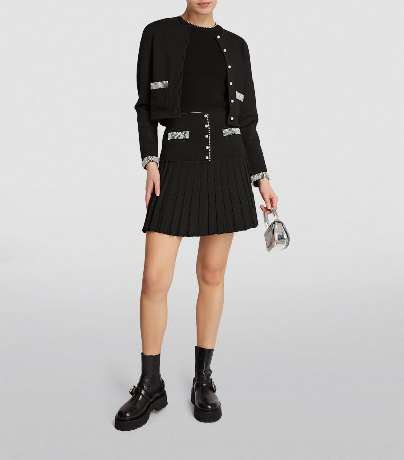 SANDRO Bead-Trim Cardigan- Black