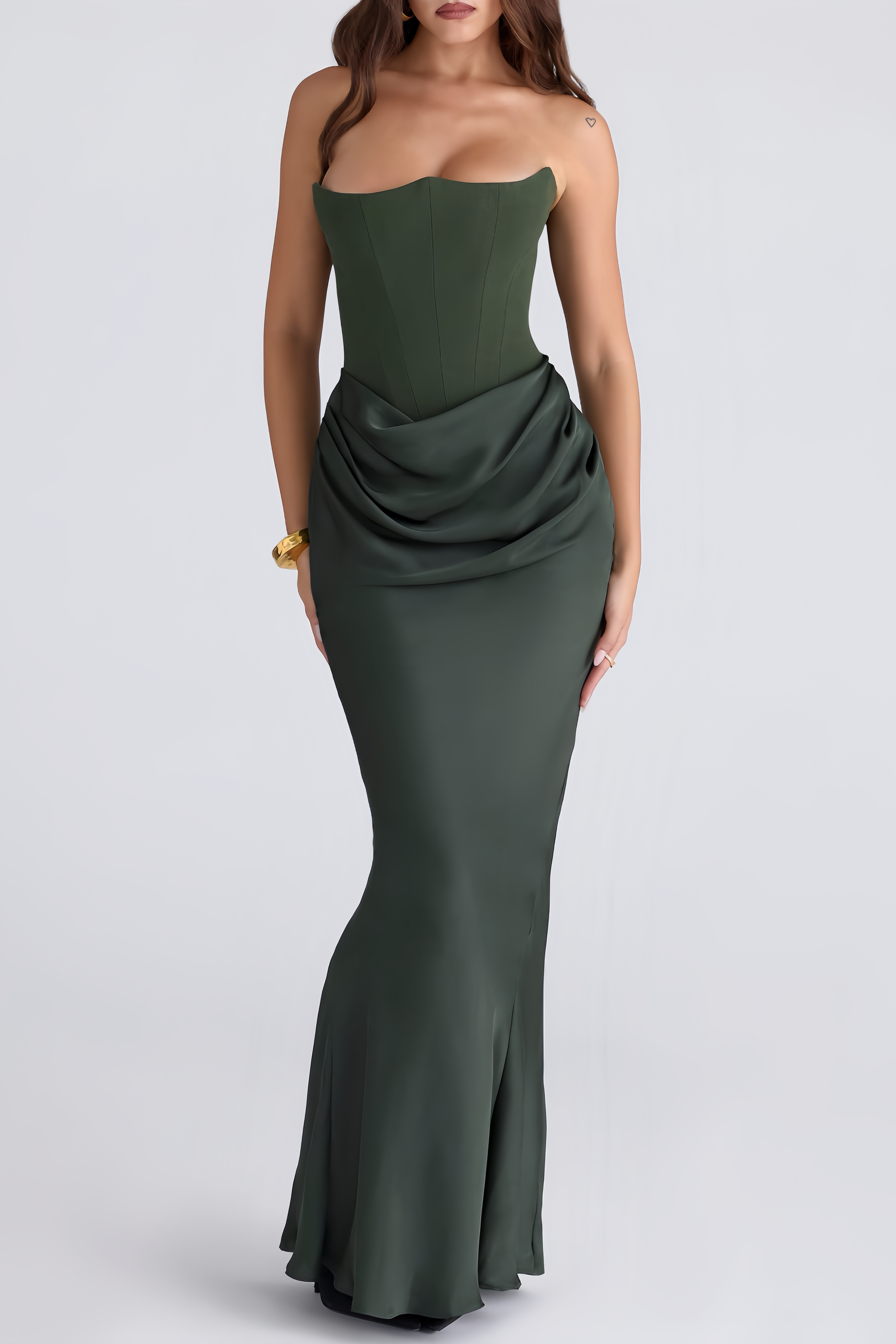Aurore Olive Off-Shoulder Maxi Dress (Final Sale-US Only)